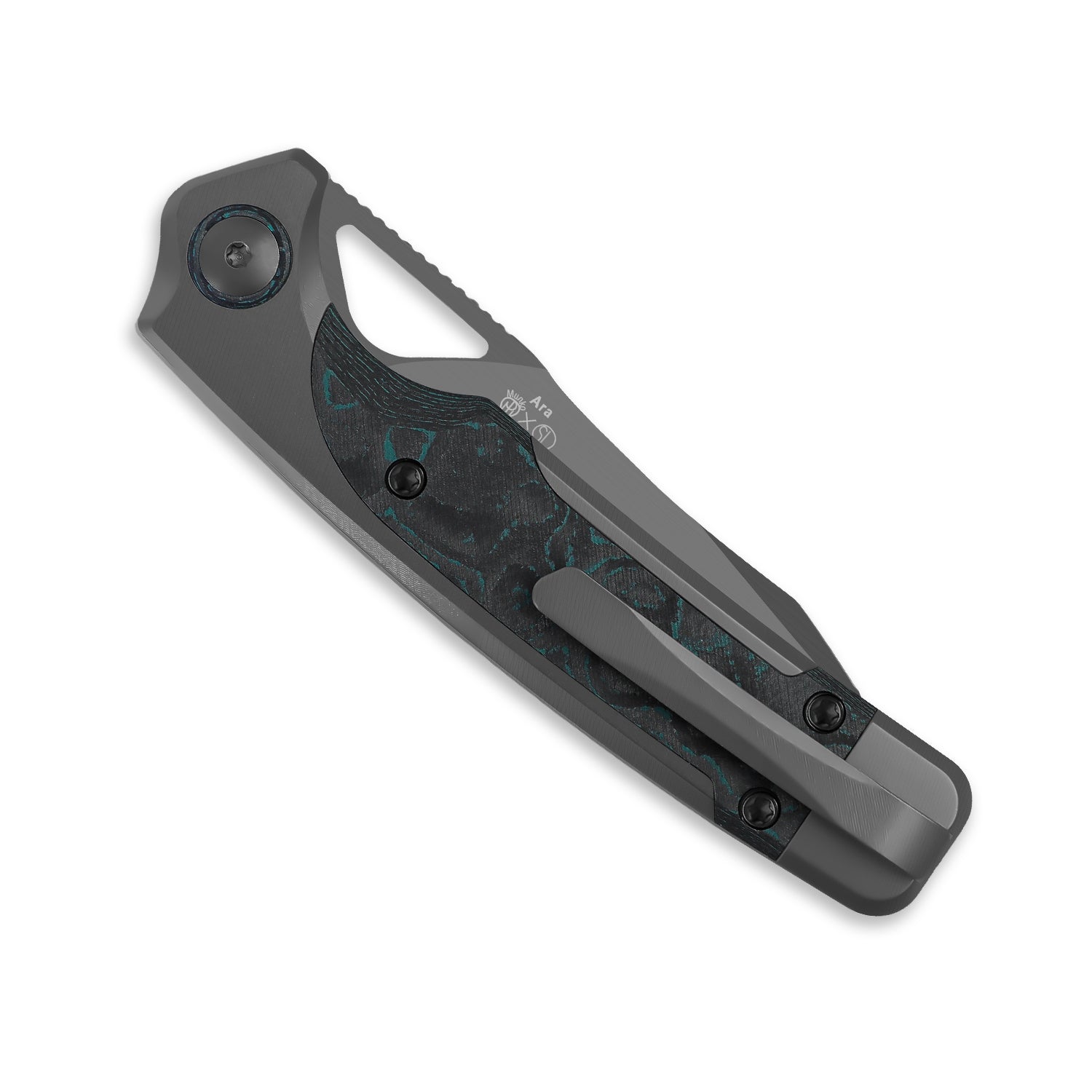 Ara 3.09 inch S45VN Titanium & Camo Carbon Brittany Blue Ki3729A2