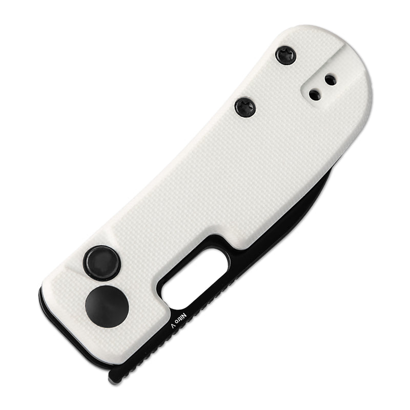 Kizer Banish Nitro V Blade Button Lock White Textured G10 Handle V2676A3(2.30" Black)