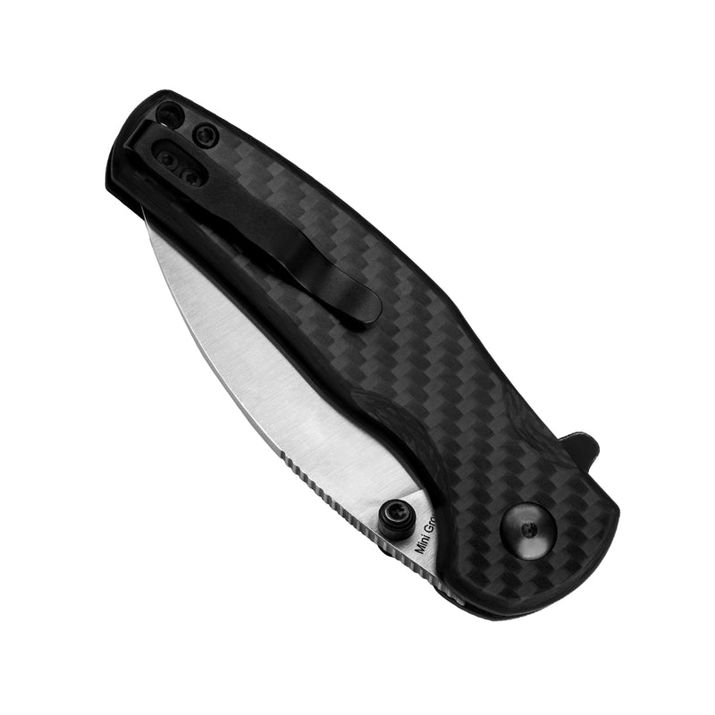 Kizer Mini Grouper Nitro V Blade Button Liner Lock Carbon Fiber Handle V3669A1 (3.14" Satin)