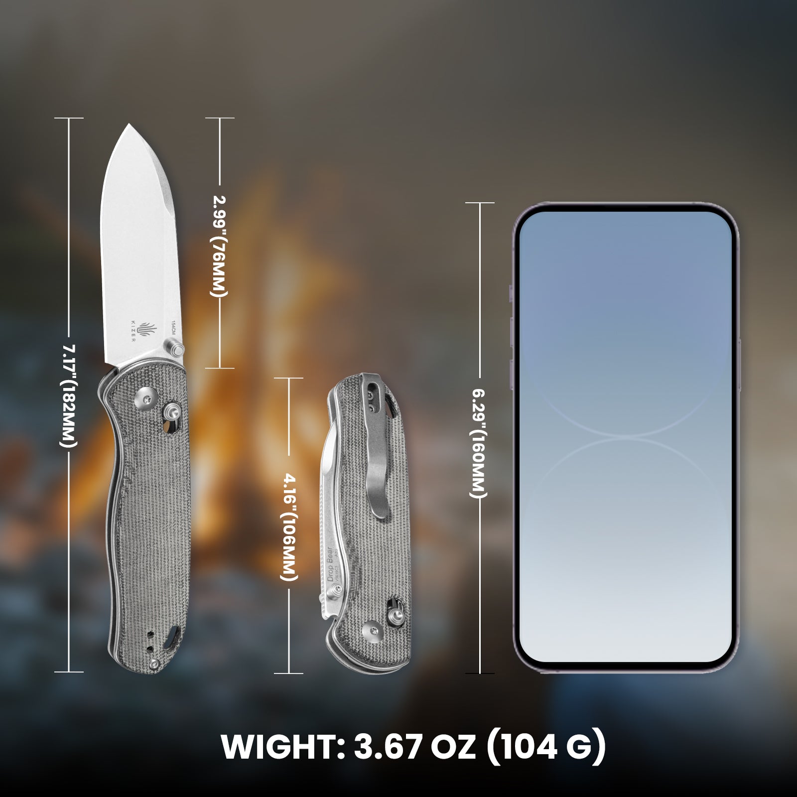 Drop Bear 2.99 Inch Micarta Handle V3619C3-Kizer