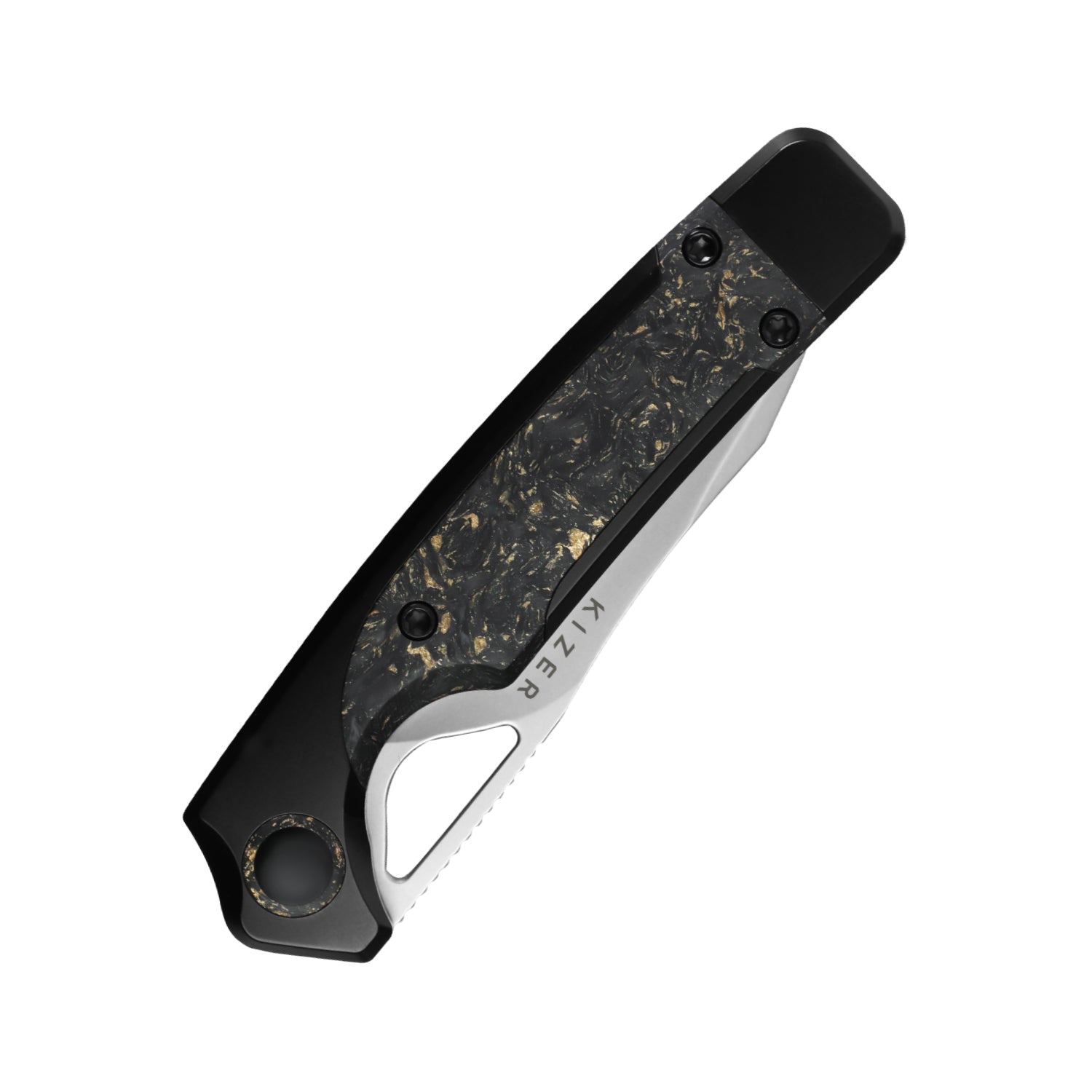 Ara 3.09 inch S45VN Titanium & Carbon Fiber Gold Flake Ki3729A1-Kizer