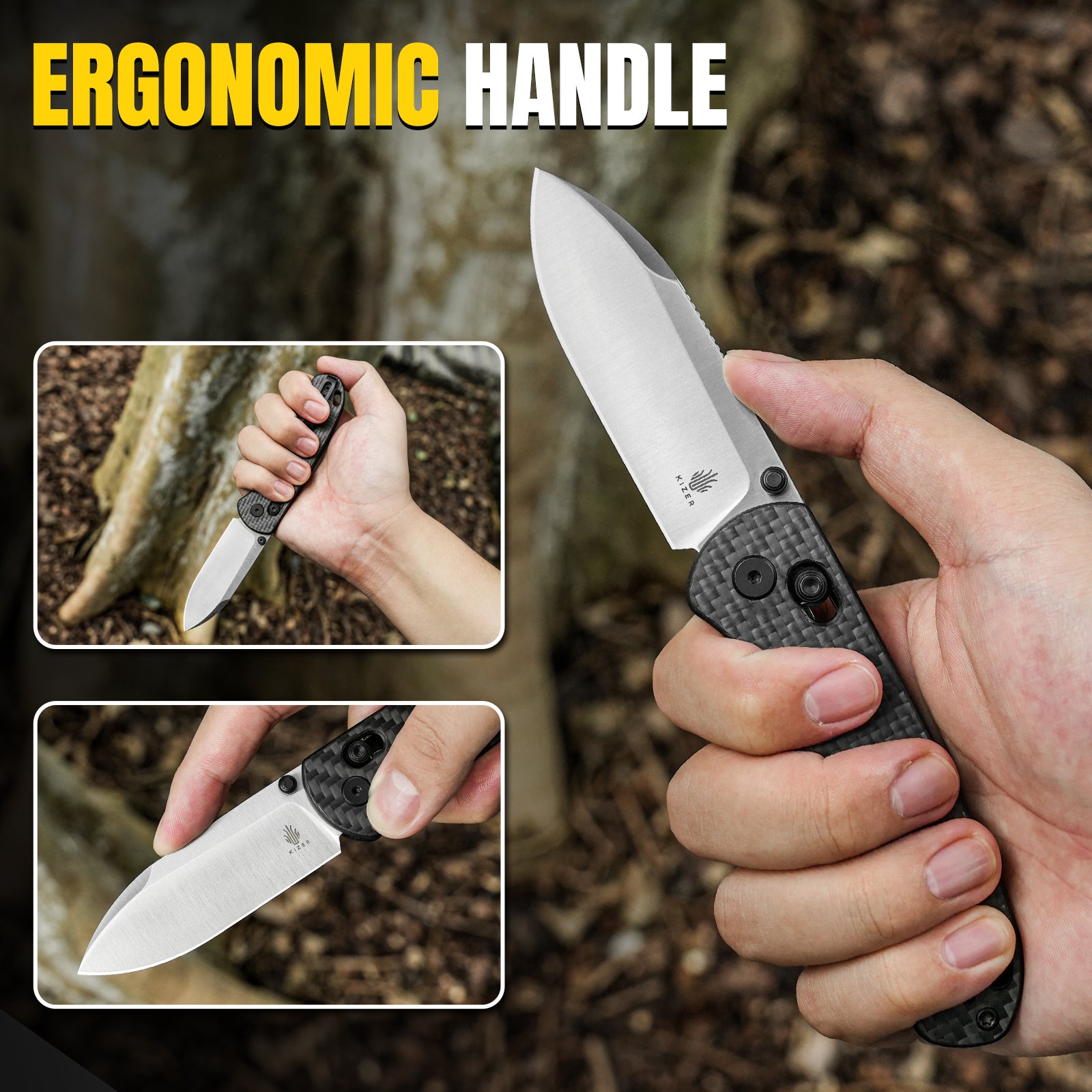Drop Bear 2.97 inch NitroV Blade Carbon Fiber Handle V3619A3-Kizer