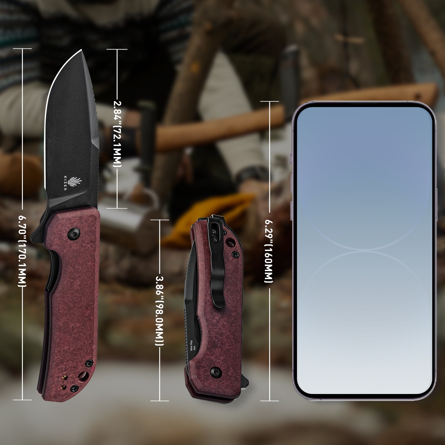 Nice Guy 2.84 inch Nitro V Blade Richlite Handle V3011A4-Kizer