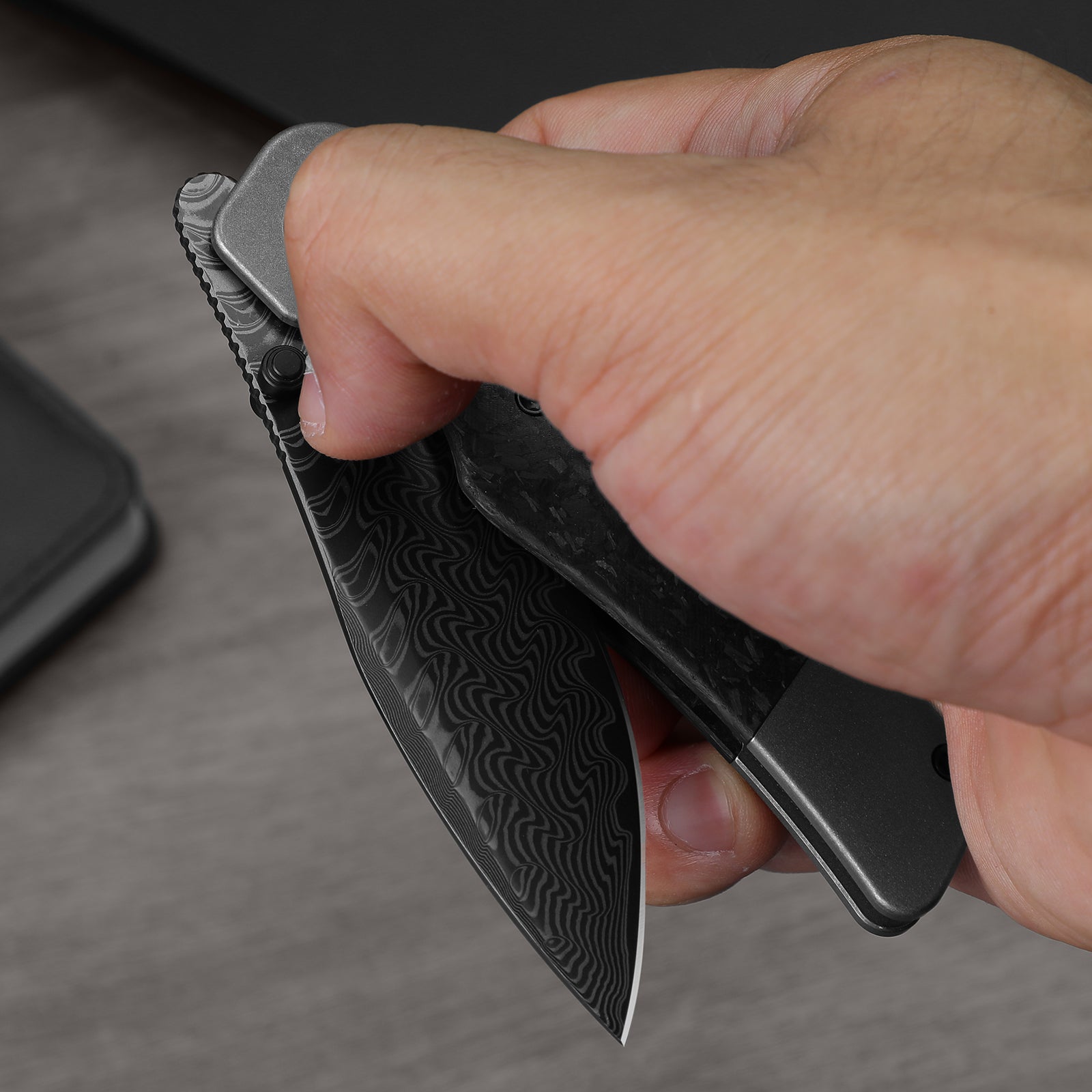 Coywolf | Compound Grind | Titanium & Reconstituted Wood | Frame Lock | KizerB™ 3685A2