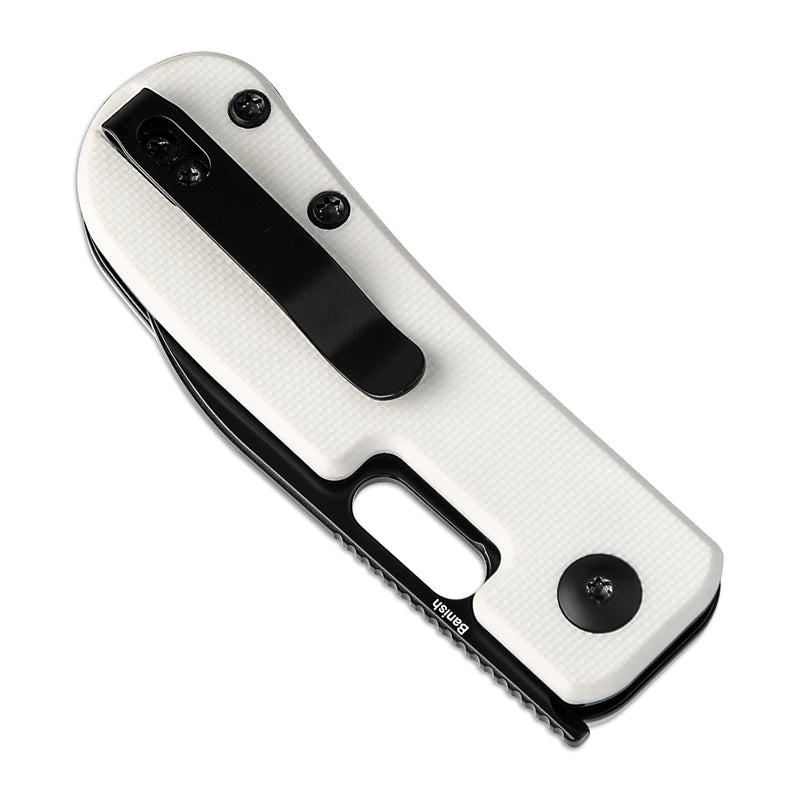 Kizer Banish Nitro V Blade Button Lock White Textured G10 Handle V2676A3(2.30" Black)