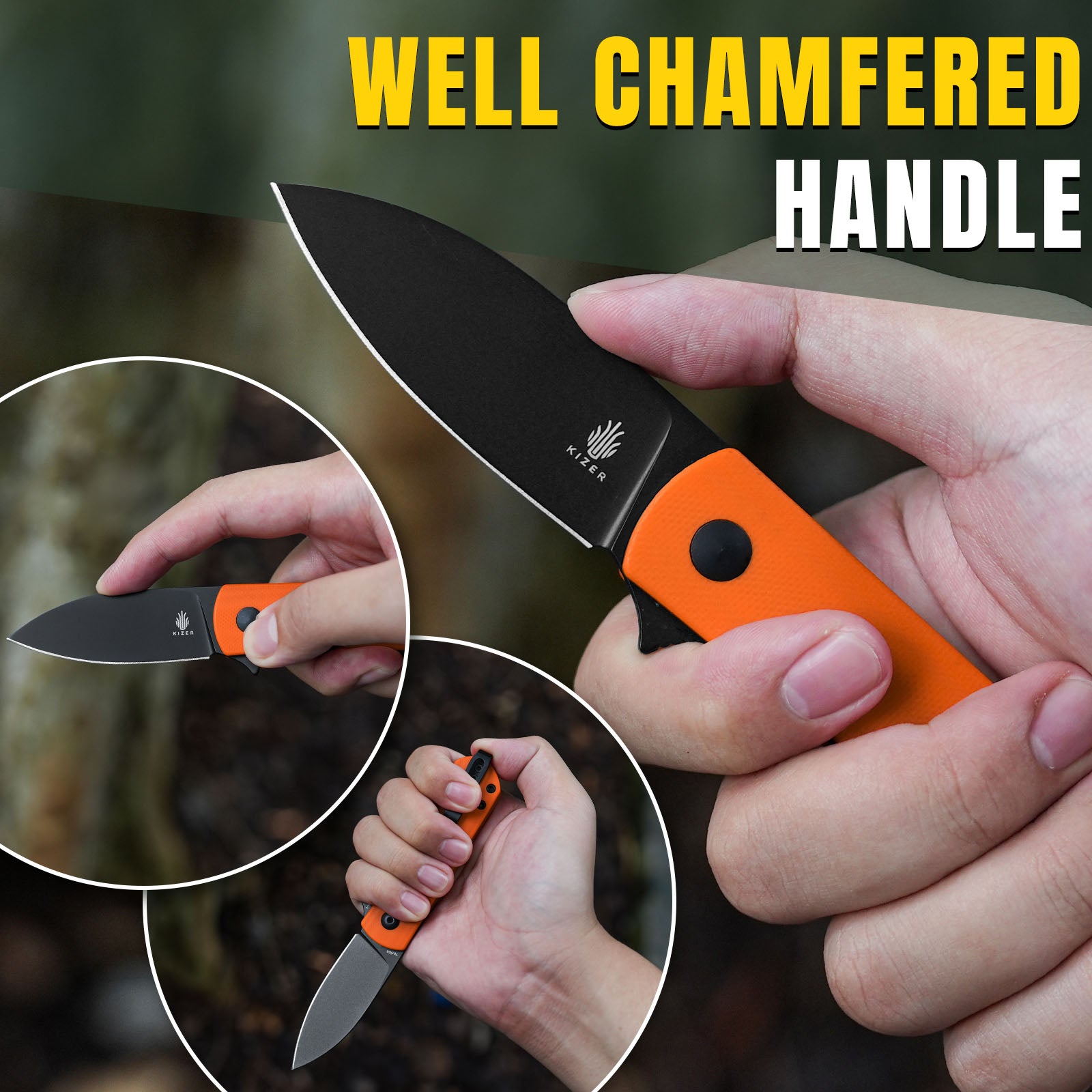 Yorkie 2.58 inch NitroV Blade Orange G10 Handle V3525A2-Kizer