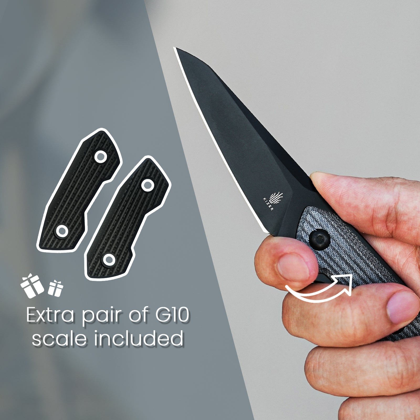 GROOM 3.08 inches D2 Fixed Blade Denim Micarta Handle 1060A1-kizer