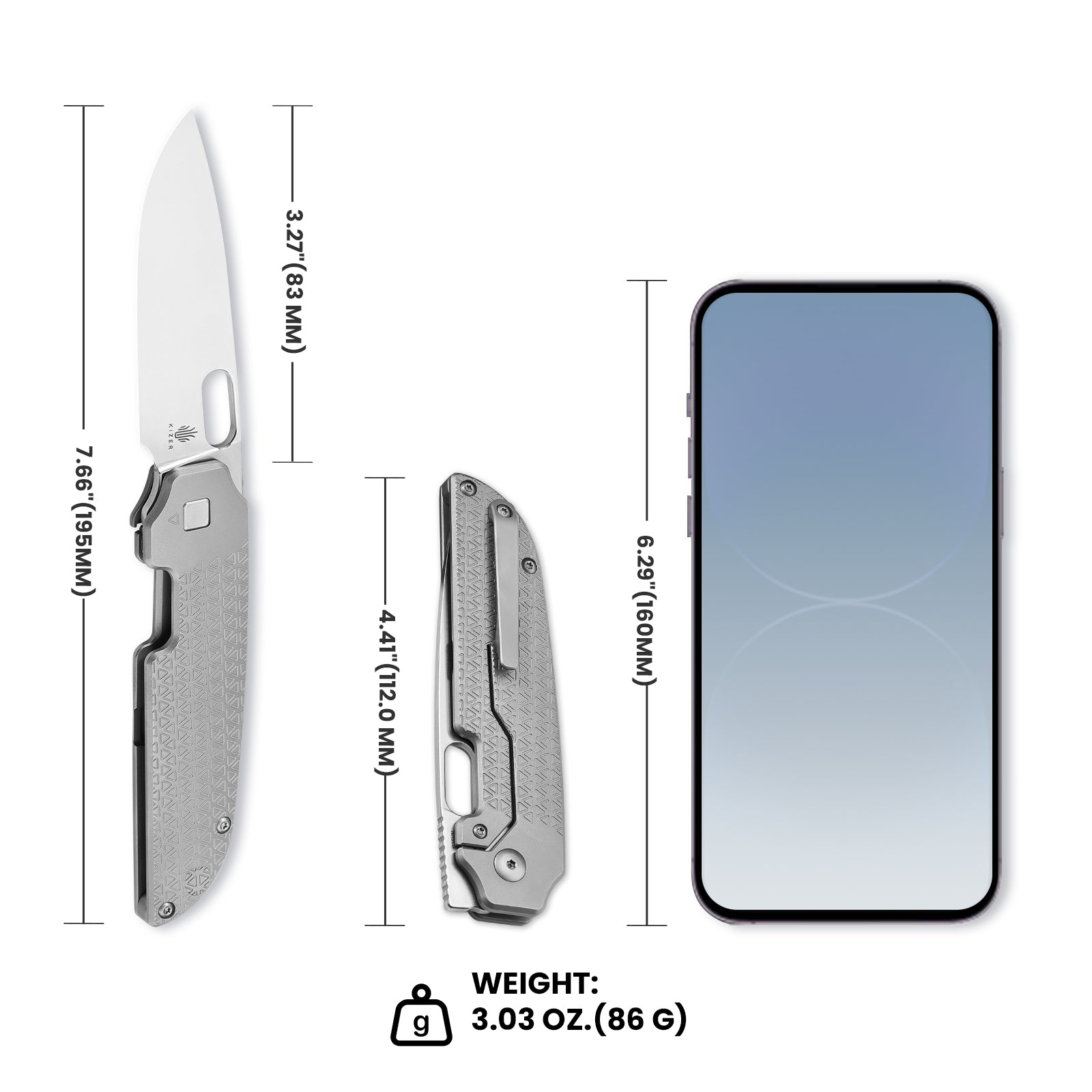 Varatas 3.27 inch S35VN Blade Titanium Handle Ki3637A1-Kizer