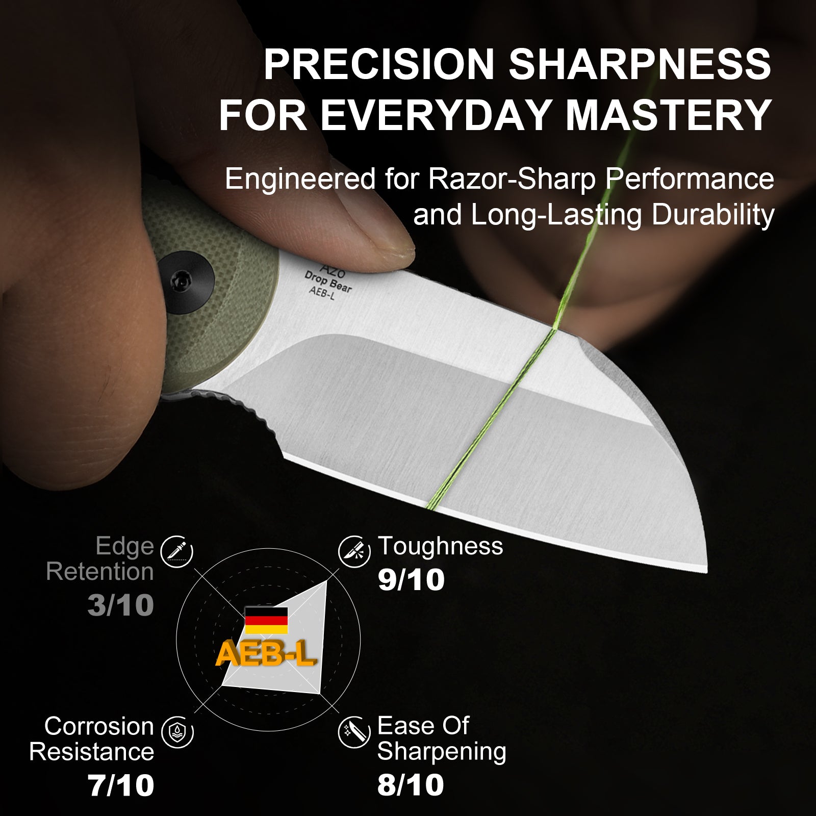 Drop Bear® Fix | AEB-L | Olive Green G10 | KizerV™ 1093A1