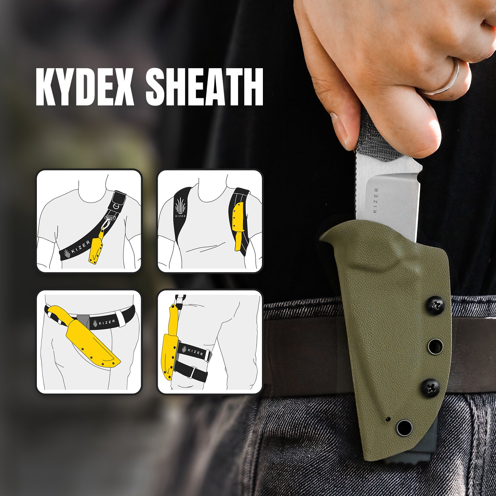 Beaver | Nitro-V | Micarta+ Orange G10 | KizerV™ 1078A2