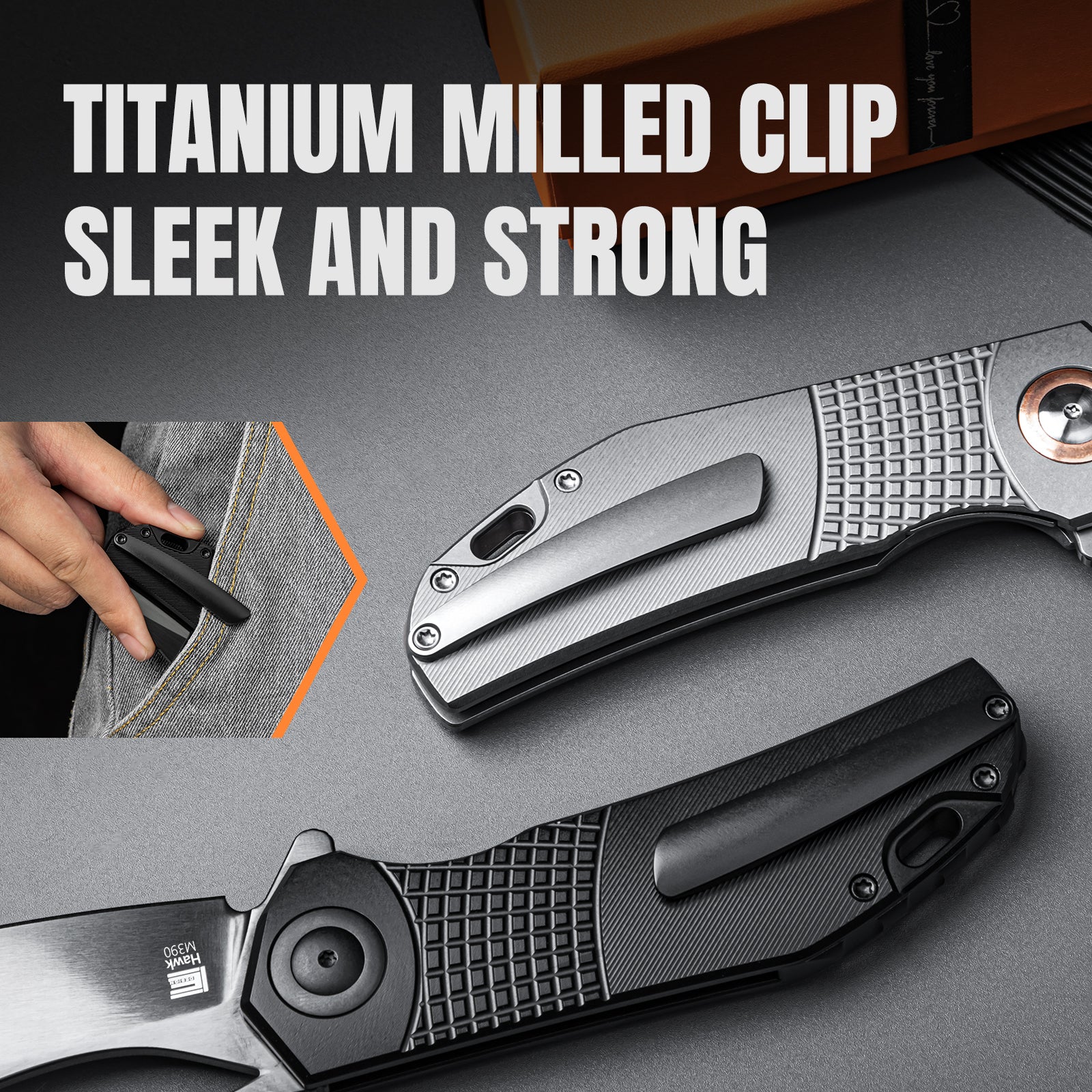 Hawk | M390 Polished DLC | Titanium | KizerB™ 4683A1