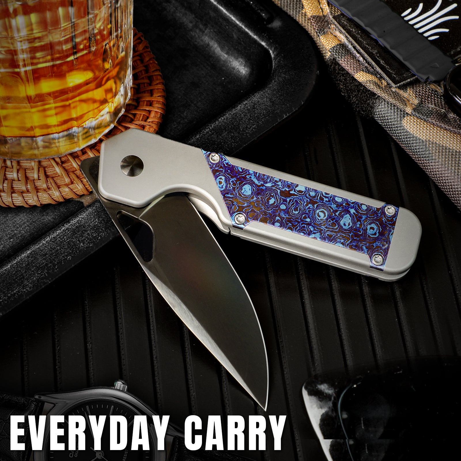 Militaw® | DLC M390 | Titanium & Timascus| Exclusive | Limited Edition | KizerB™ 3634A6