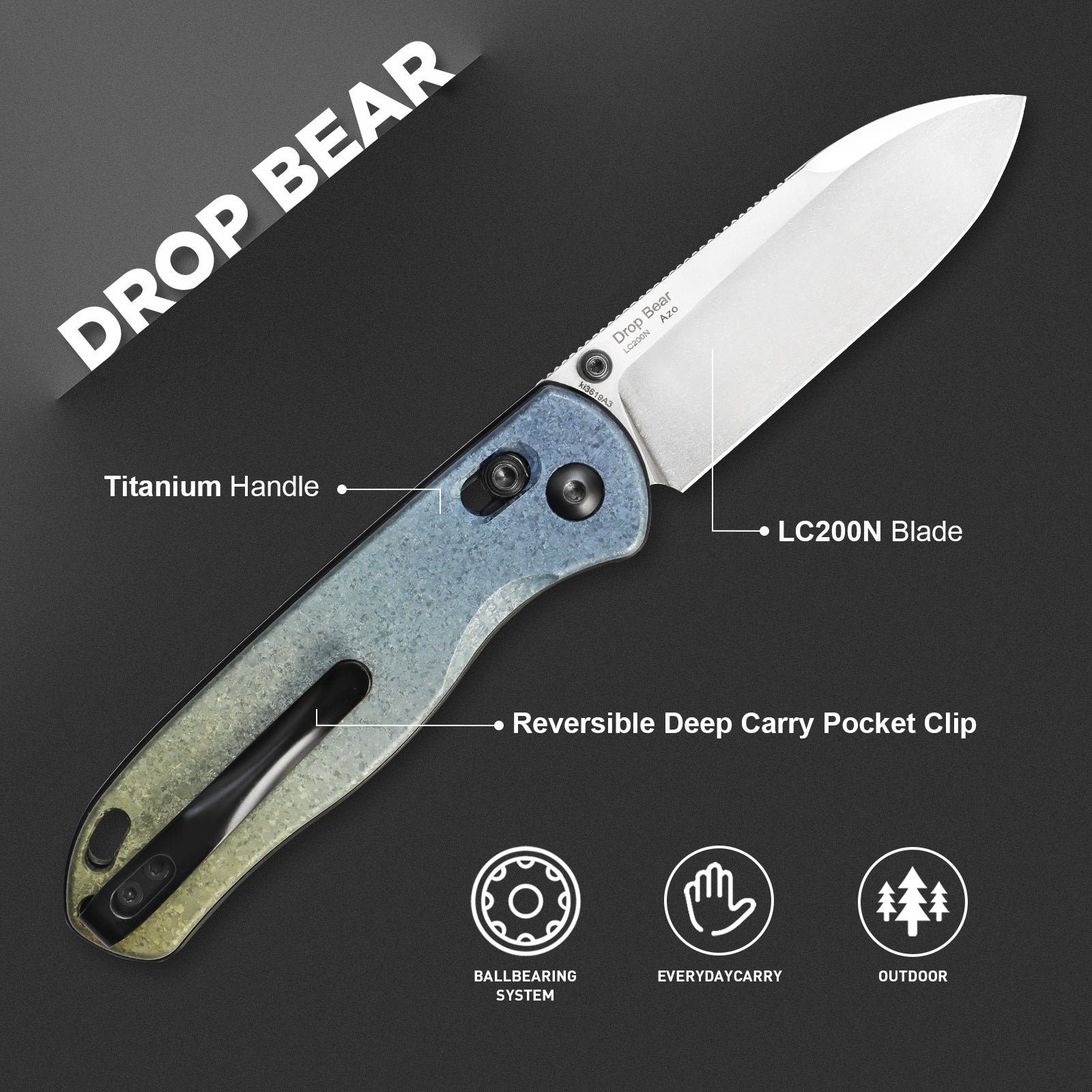 Drop Bear® | Kizer Clutch Lock™ | LC200N | Crystallized Titanium | KizerB™ 3619A3