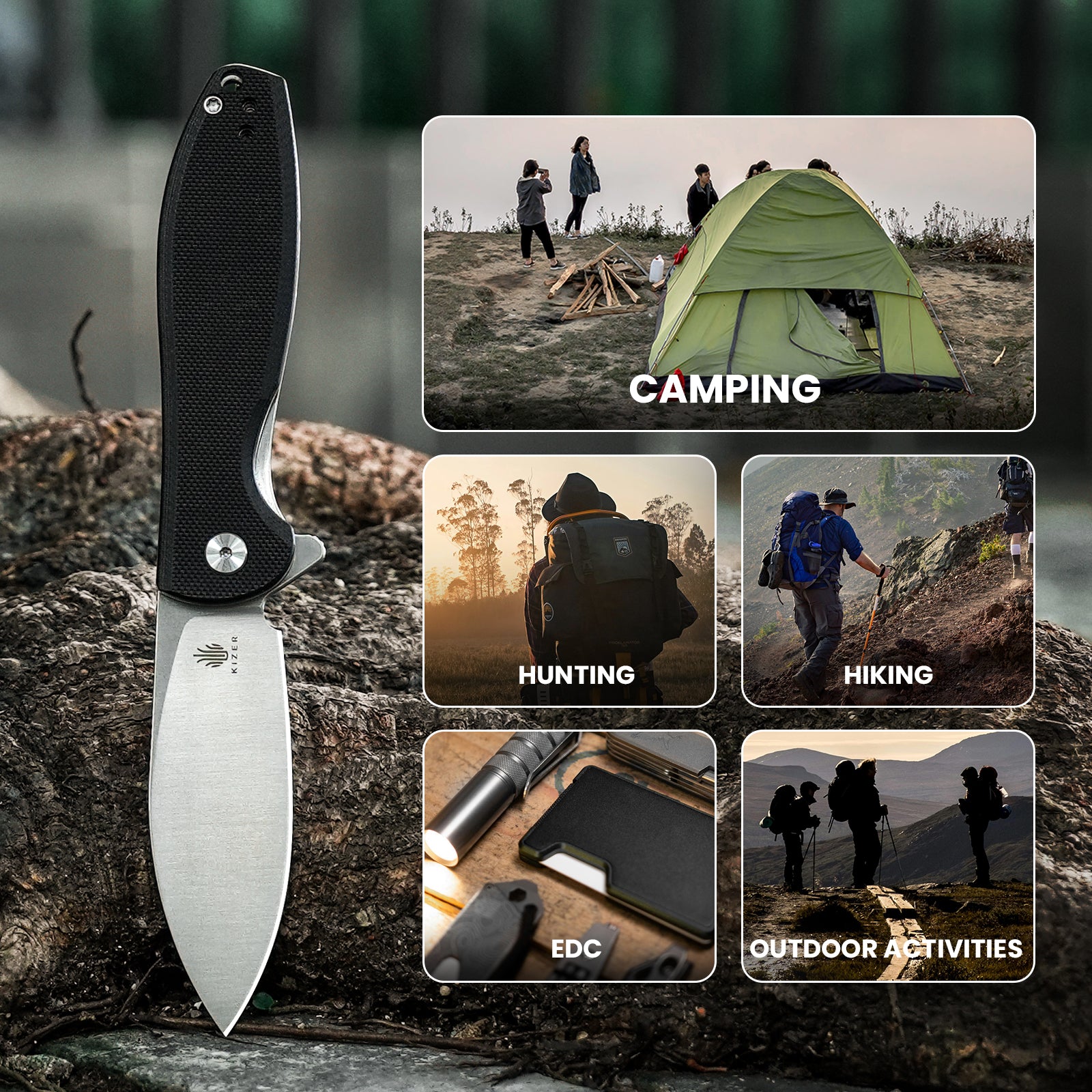 Infinity 3.09 Inches NitroV Blade G10 Handle V3579M1-Kizer