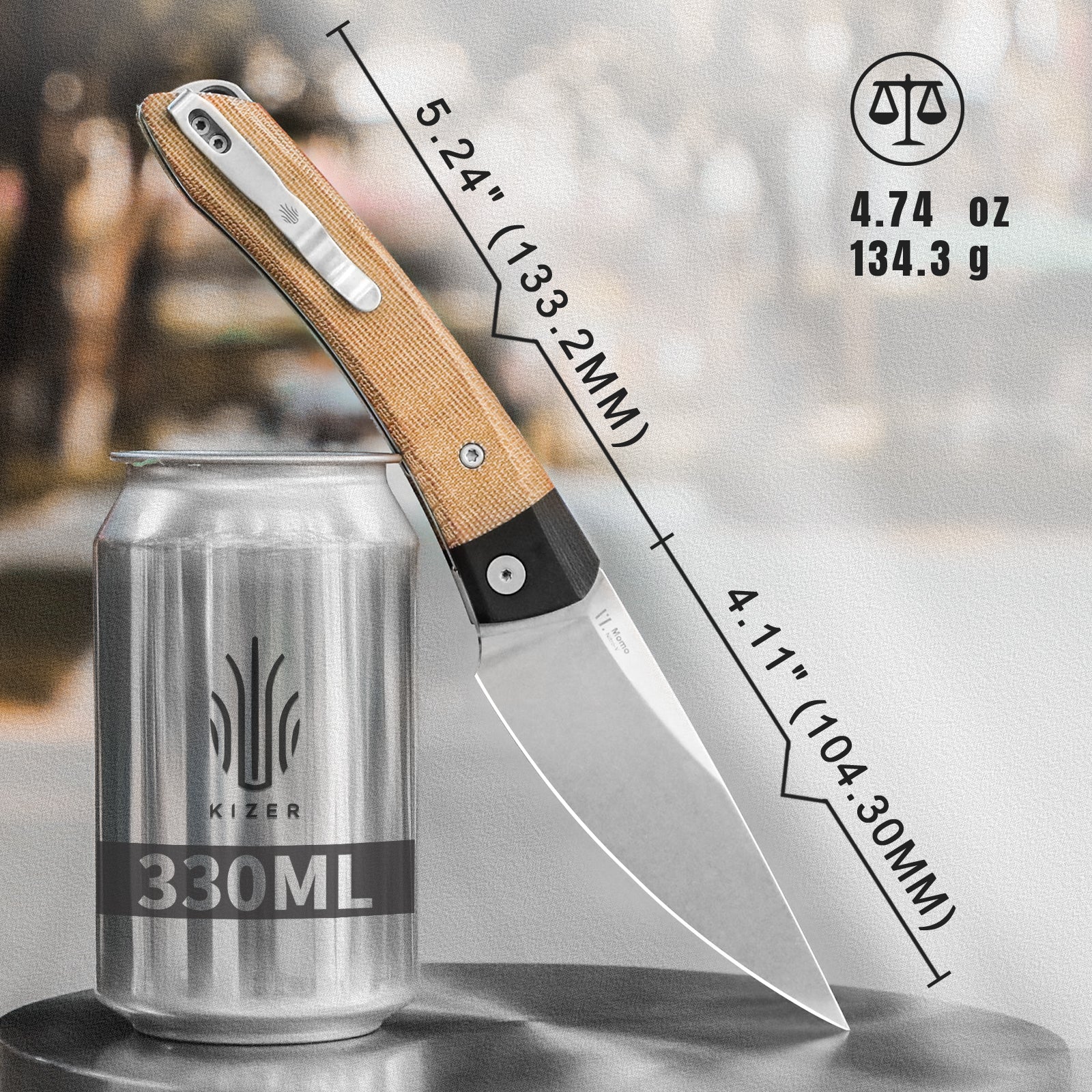 Momo | Nitro-V | Black G10+Micarta | KizerV™ 4663A2