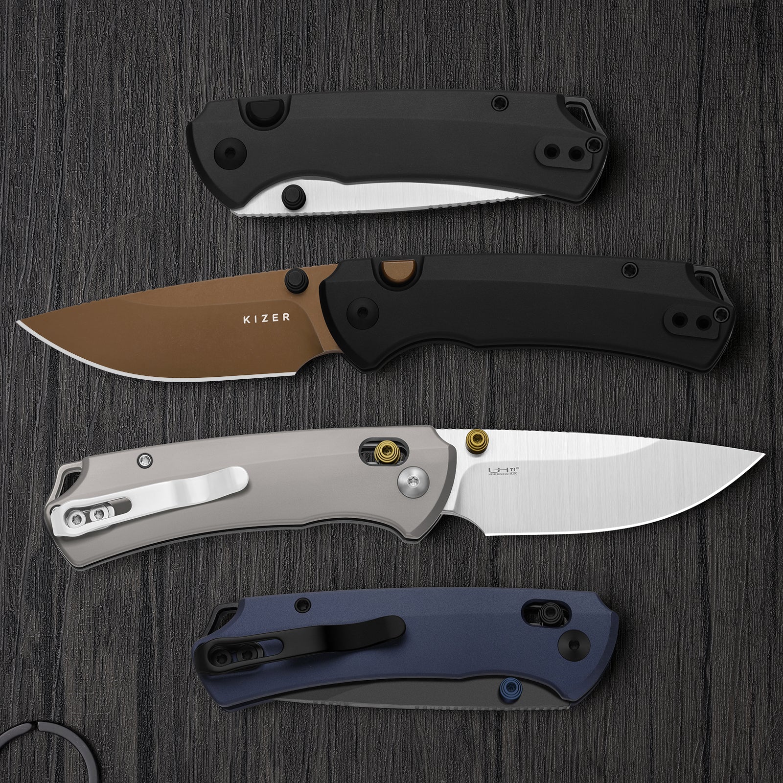 T1 CD | Kizer Clutch Lock™ | M390 | Titanium Handle | KizerB™ 3490.2CDA1