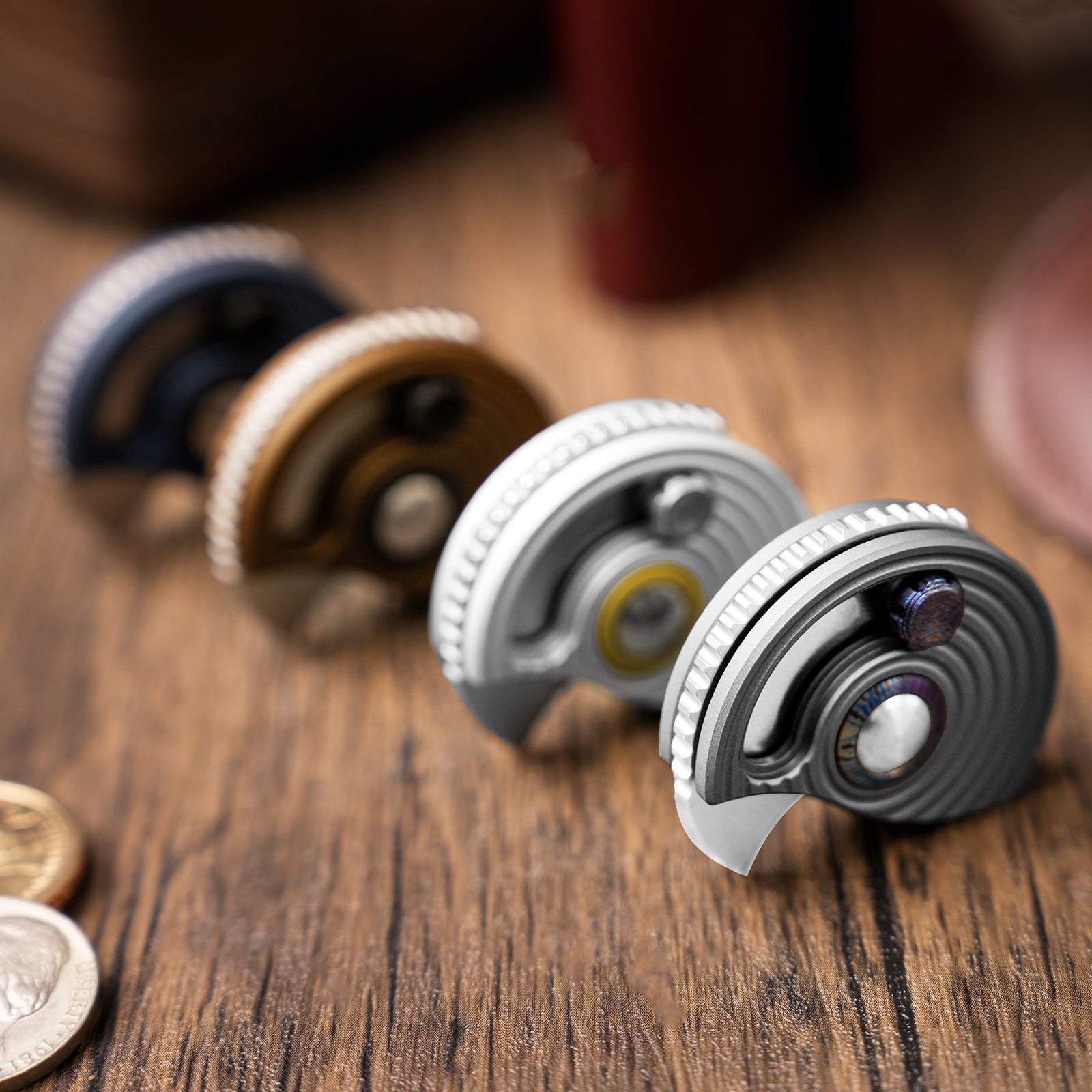 Snail-Trail | 5th Pocket Coin Knife | Detent Slip Joint | AEB-L | Matte Brass-Tone Aluminum Handle | Flat Grind | KizerV™ 2757A1