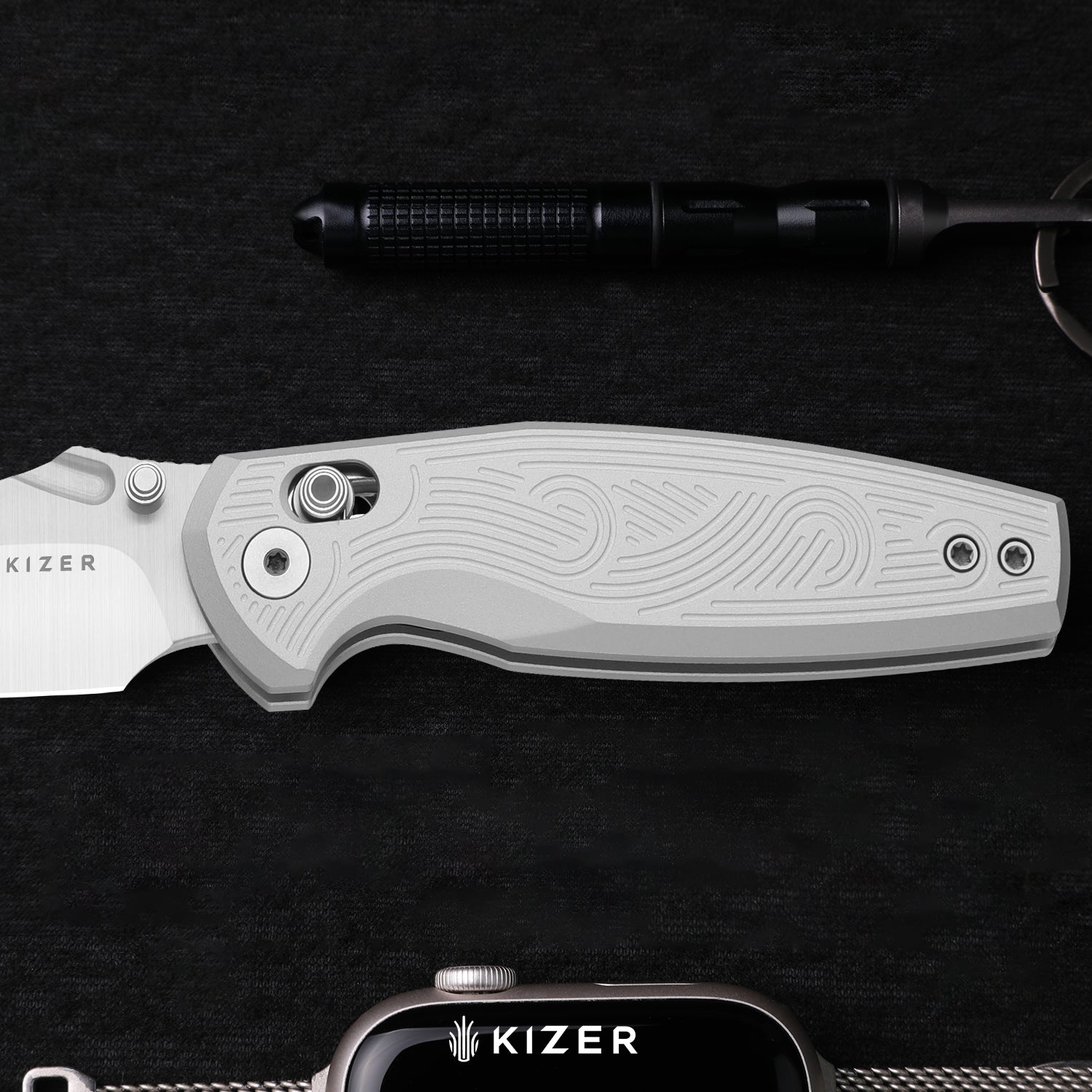 Khamsin | Kizer Clutch Lock™ | Nitro-V | Sandstorm Aluminum | Satin Fi