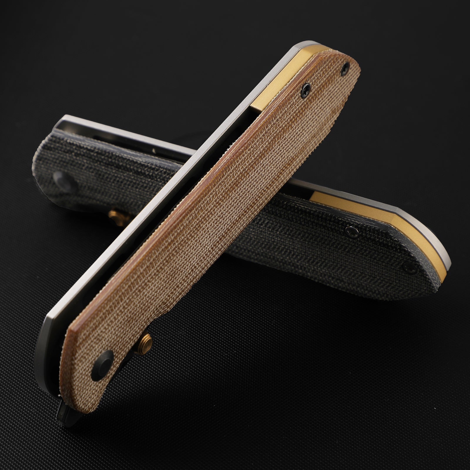 HARPOON FOLD | Elmax + Hollow Grind + Satin | FRAME LOCK | Titanium & Norplex UltreX™ Micarta | KizerB™ 4784A2