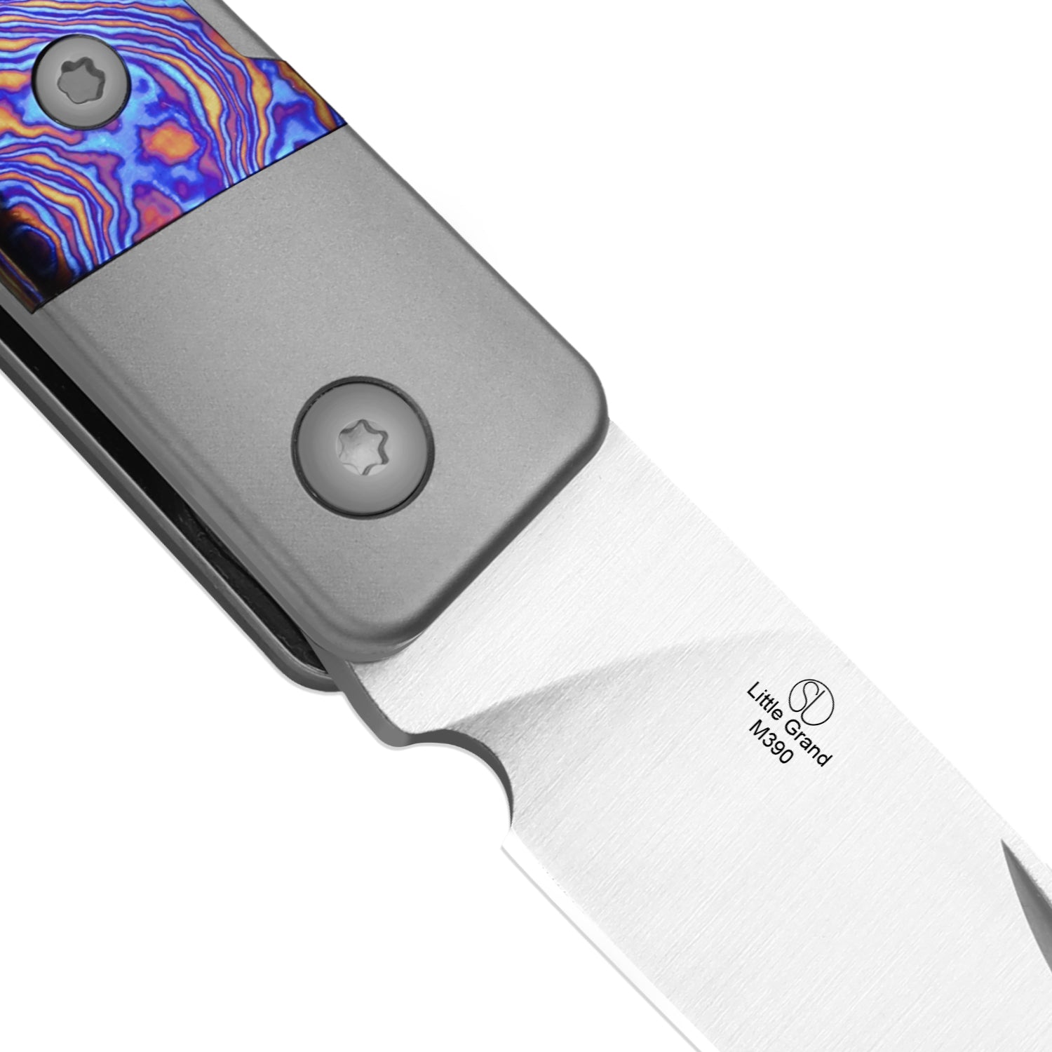 Little Grand 2.5 inch M390 Titanium & Titanium Damascus Ki2670A3-Kizer