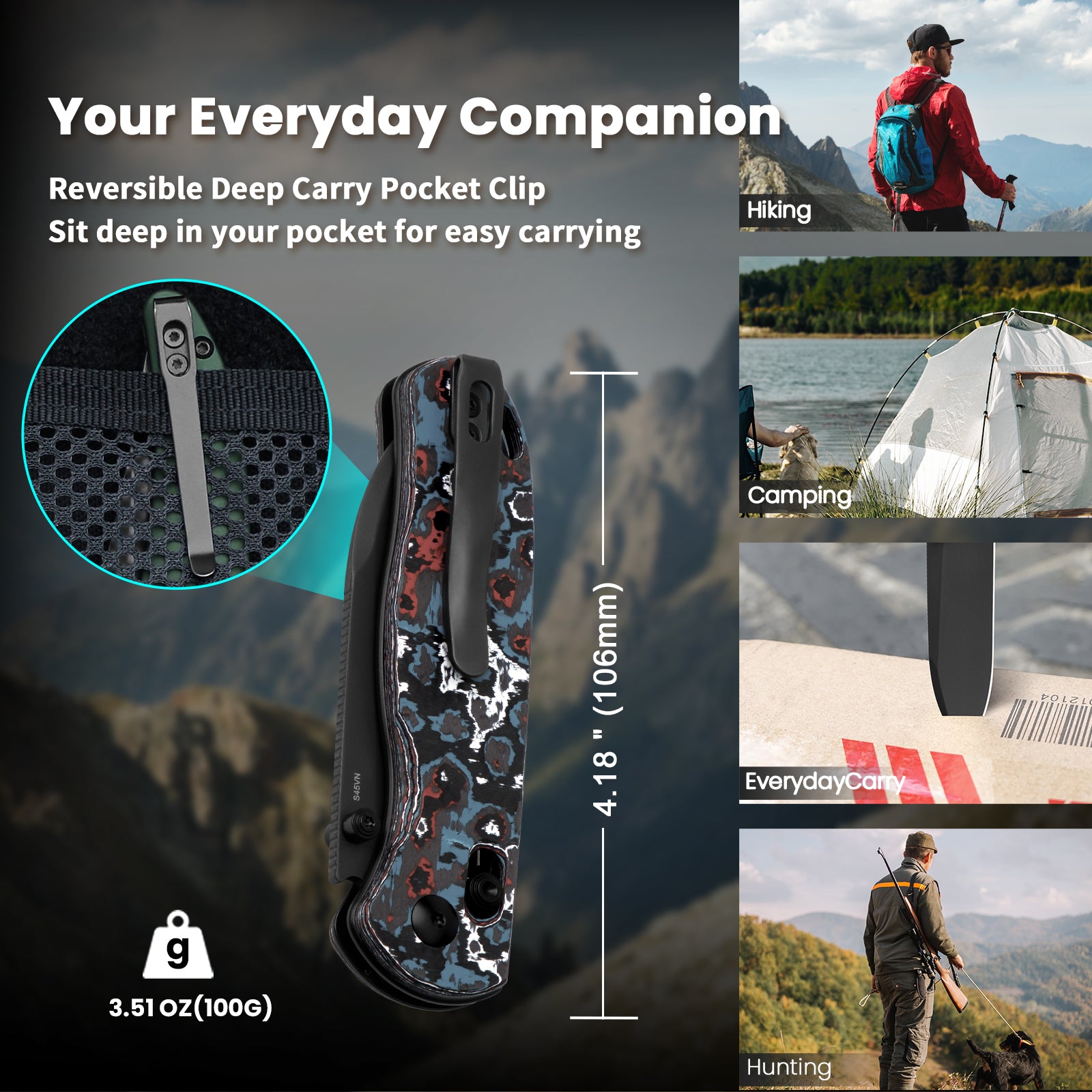 Drop Bear® | Kizer Clutch Lock™ | S45VN | Fatcarbon | KizerB™3619A5