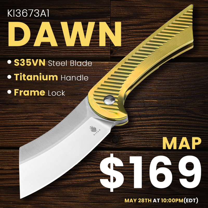 Kizer Dawn S35VN Blade Frame Lock Titanium  Handle Ki3673A1 (3.16" Satin)