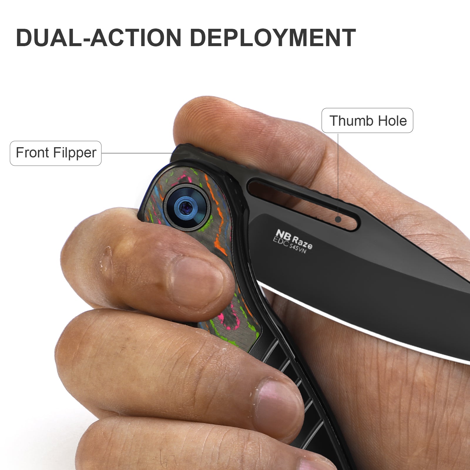 Raze 3.5 inch S45VN Titanium & Camo Carbon Ki3720A1-Kizer