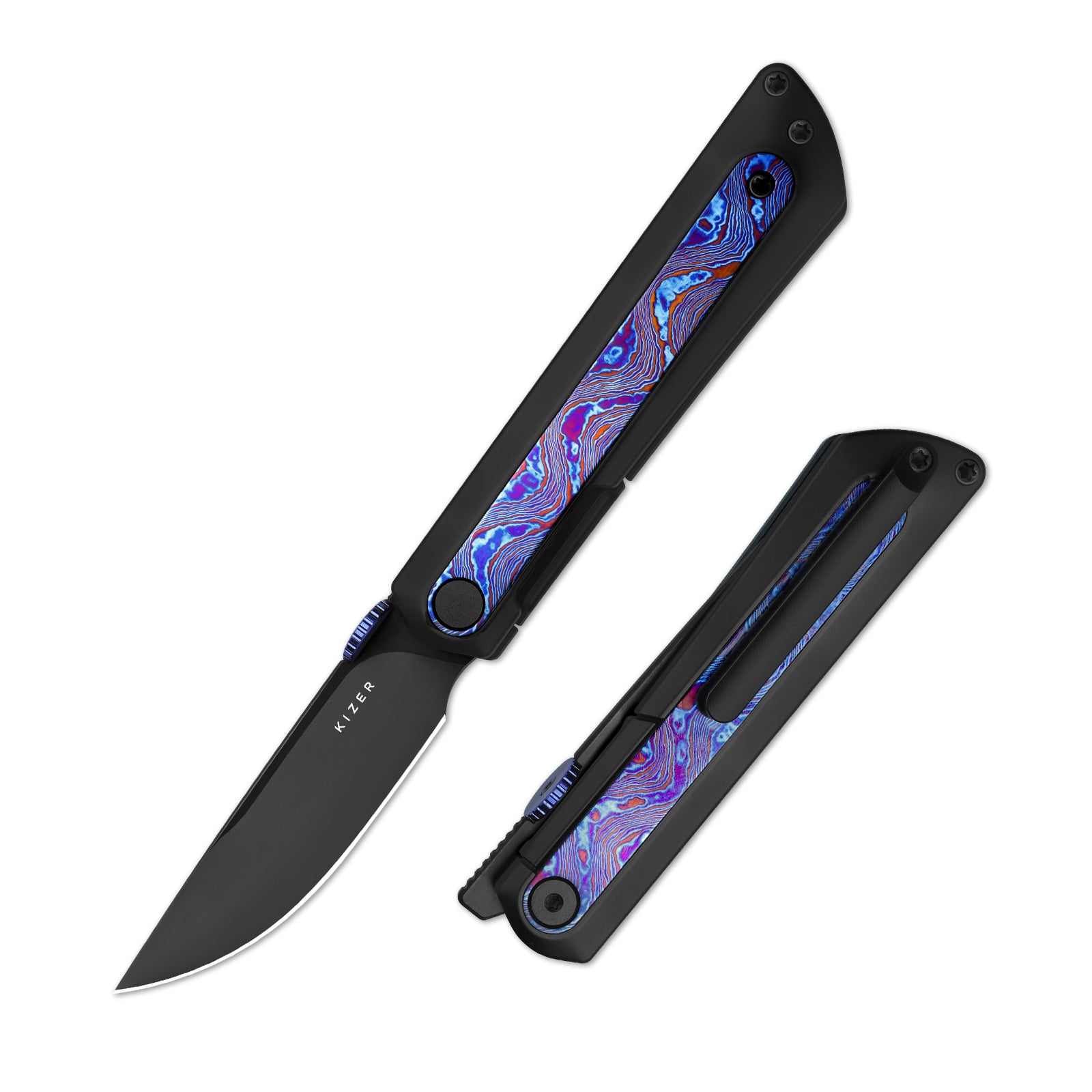 kizuki キズキ　RESONANSE long tee ネイビー Trestle 2.89 inch M390 Titanium & Timascus Ki3761A6-Kizer