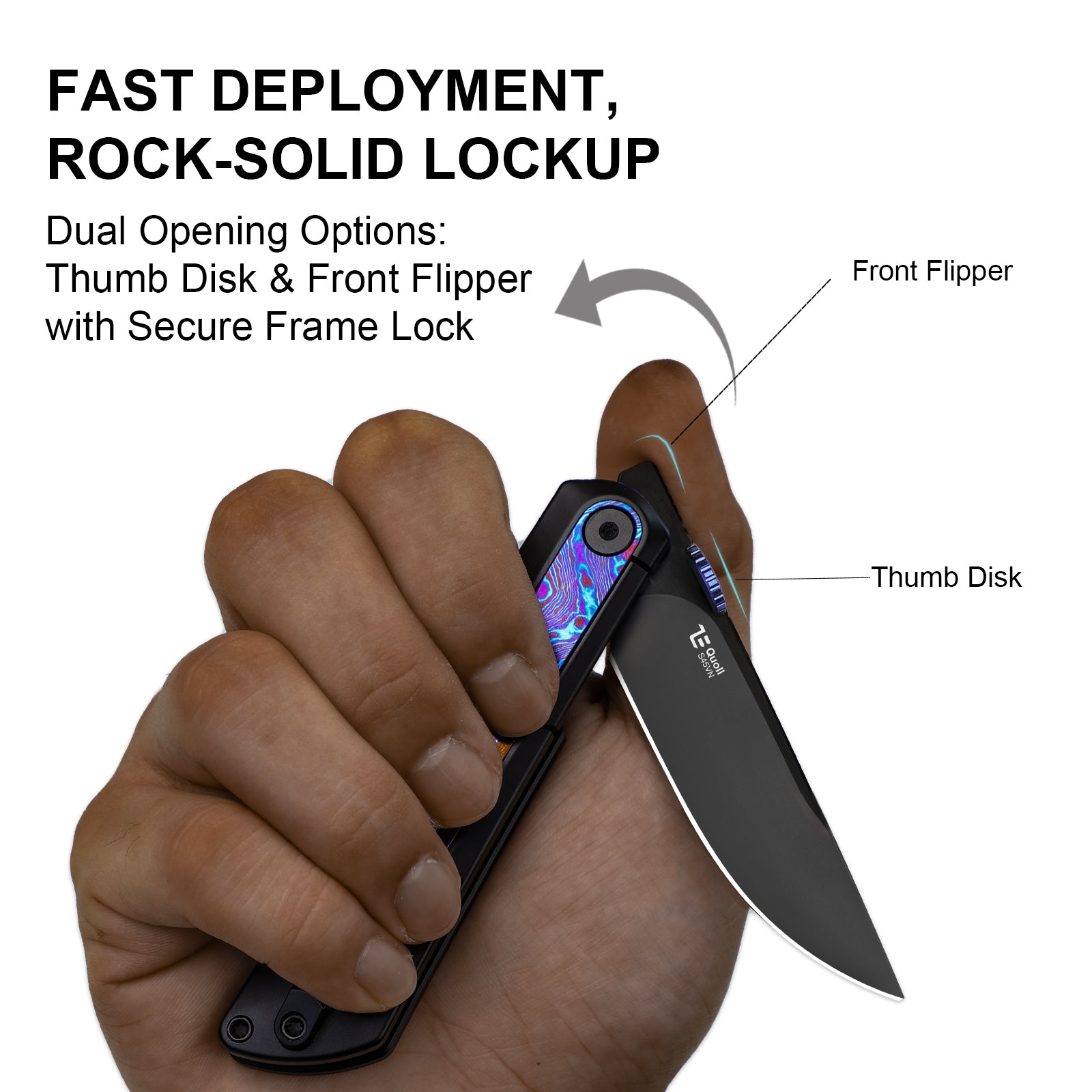 Quoll | S45VN | Titanium & Titanium Damascus | Brushed | Matte DLC-Ultra | Ki3733A3