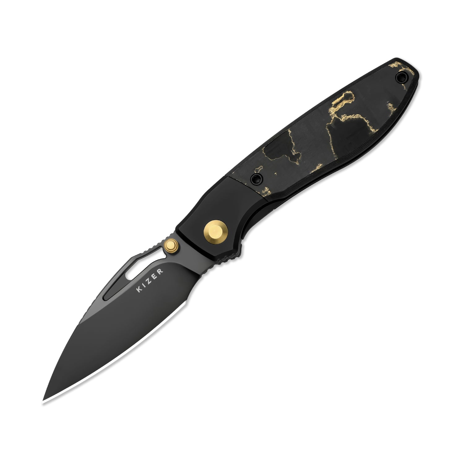 t*様 kearny blossom black×gold Shrike 2.74 inch S45VN Titanium & Fat Carbon Camo Gold Ki3746A2-Kizer