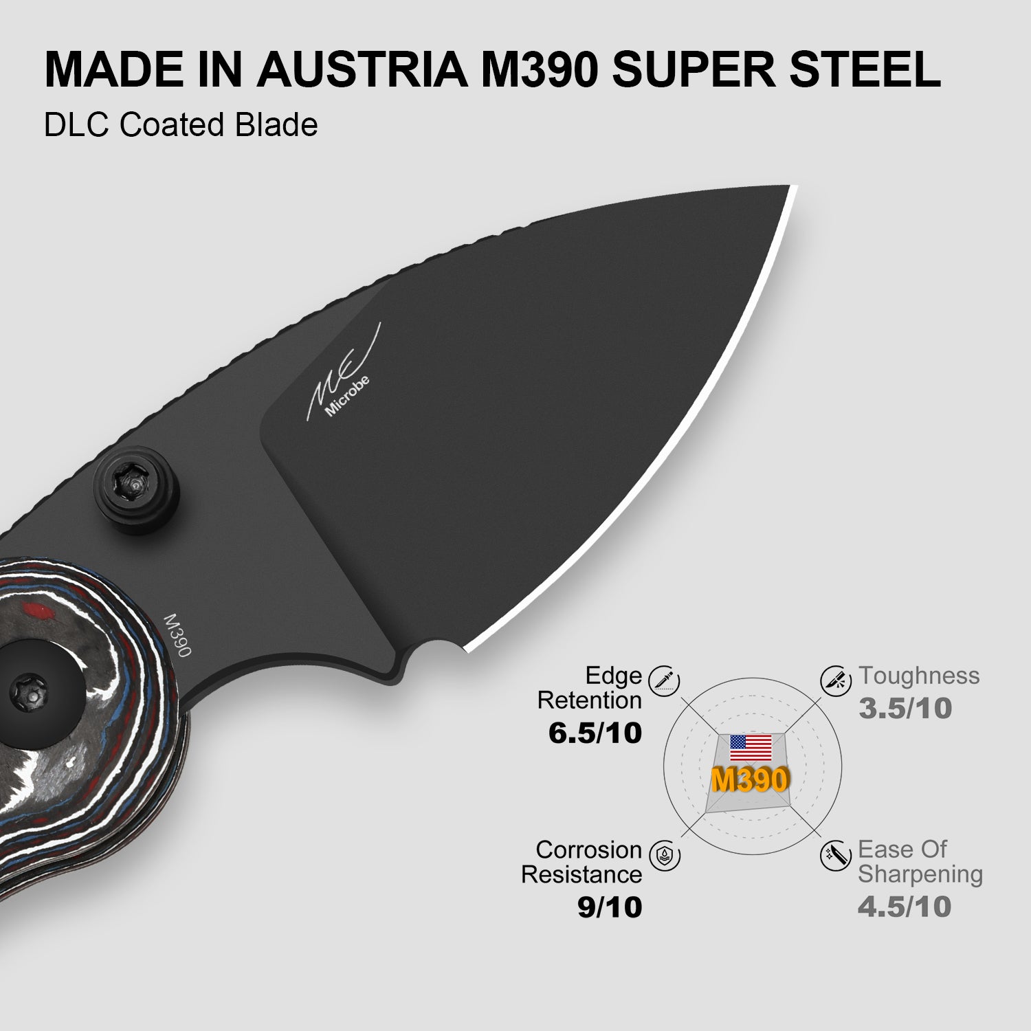 Microbe 2.19 inch M390 Fat Carbon Ki2742A2-Kizer