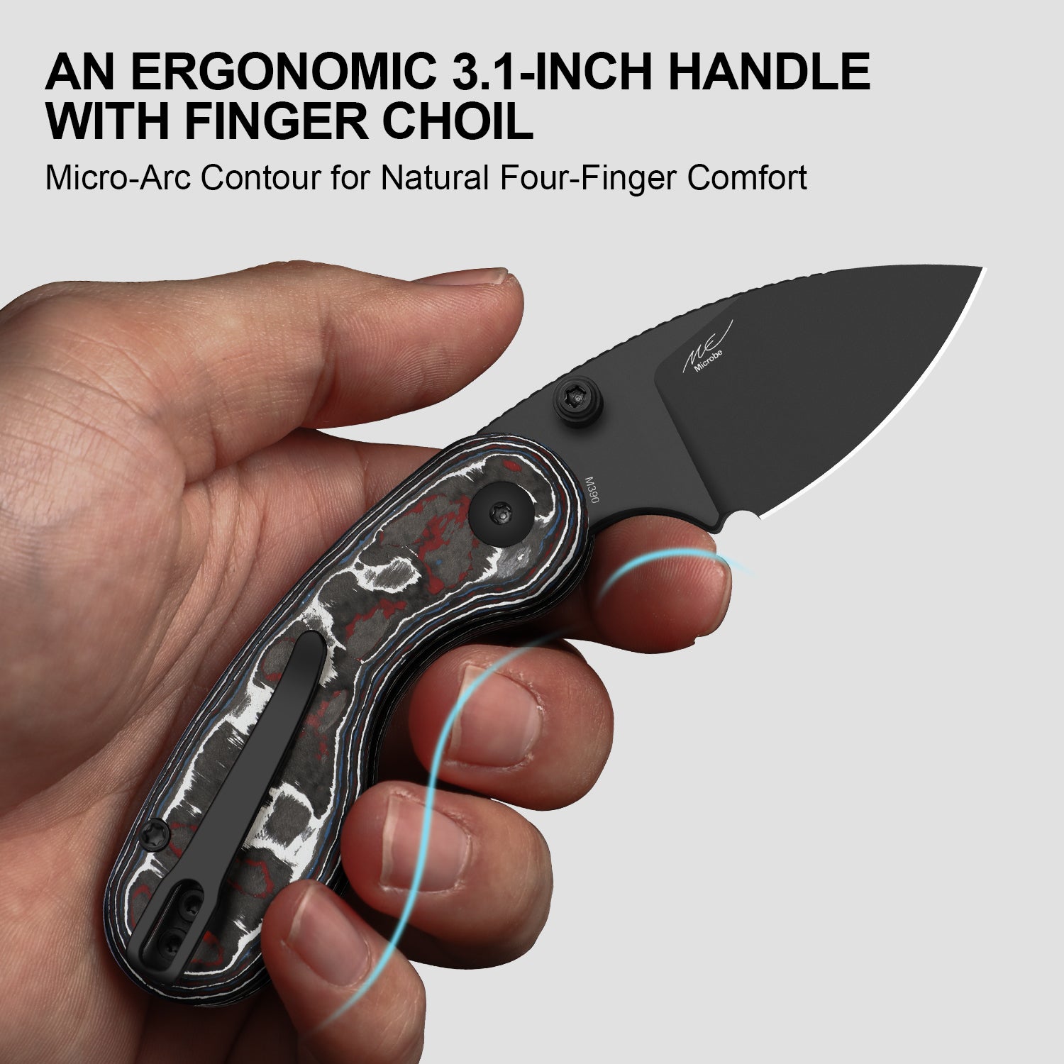 Microbe™ | Kizer Button Liner Lock™ | Ultra DLC | M390 | Fat Carbon | KizerB™ 2742A2