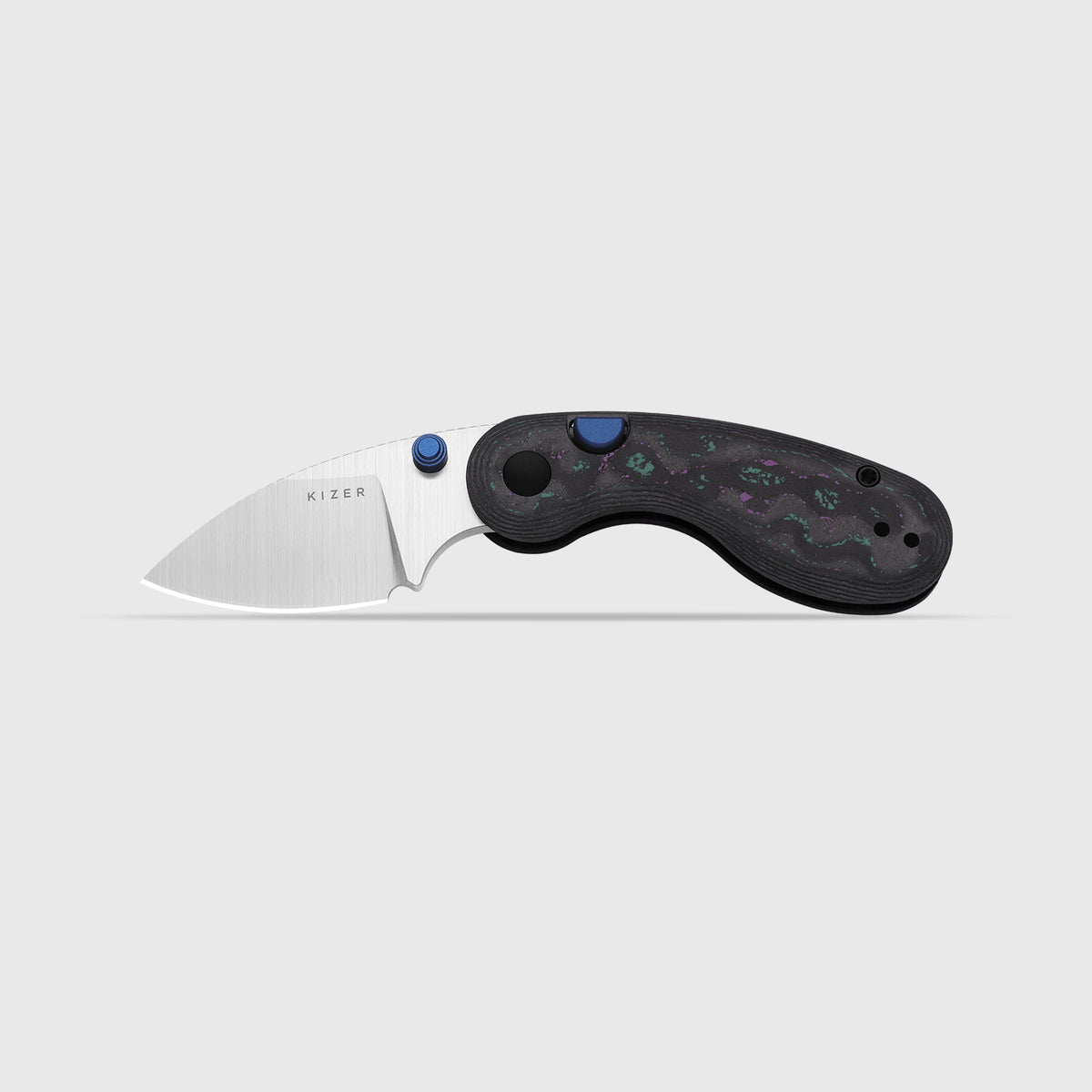 Kizer Microbe EDC Pocket Knife | Button Liner Lock | Camo Carbon Jazzy ...