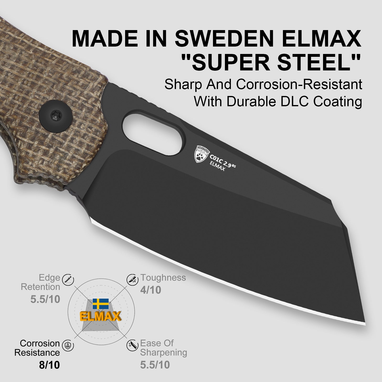 mm3 sce キラカイ C01C 2.9 BS 2.95 inch ELMAX Norplex UltreX™ Micarta Ki3488.29BSA2