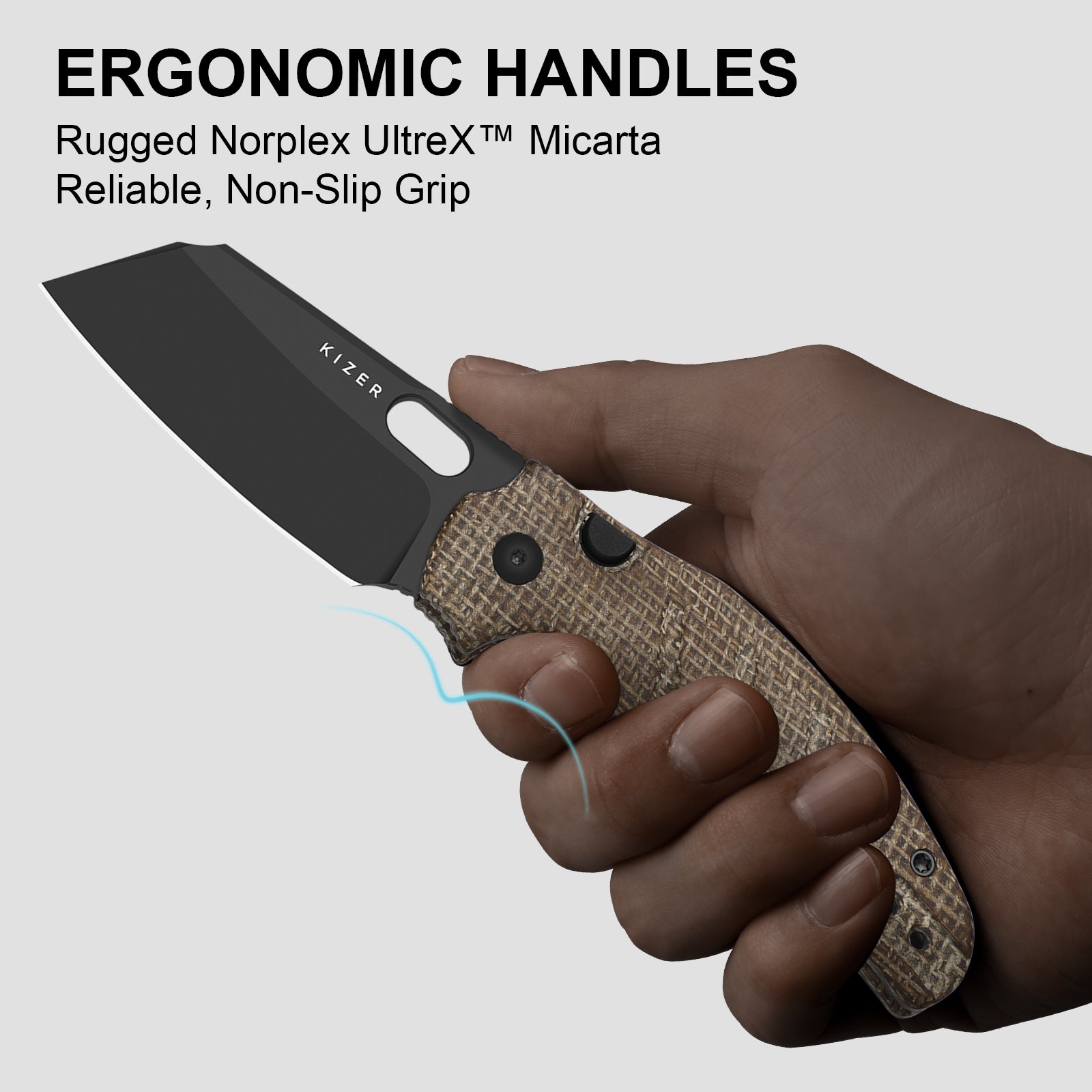 Sheepdog® Knives C01C | Kizer Button Liner Lock™ | DLC Ultra | ELMAX | Norplex UltreX™ Micarta  | KizerB™ 3488.29BSA2