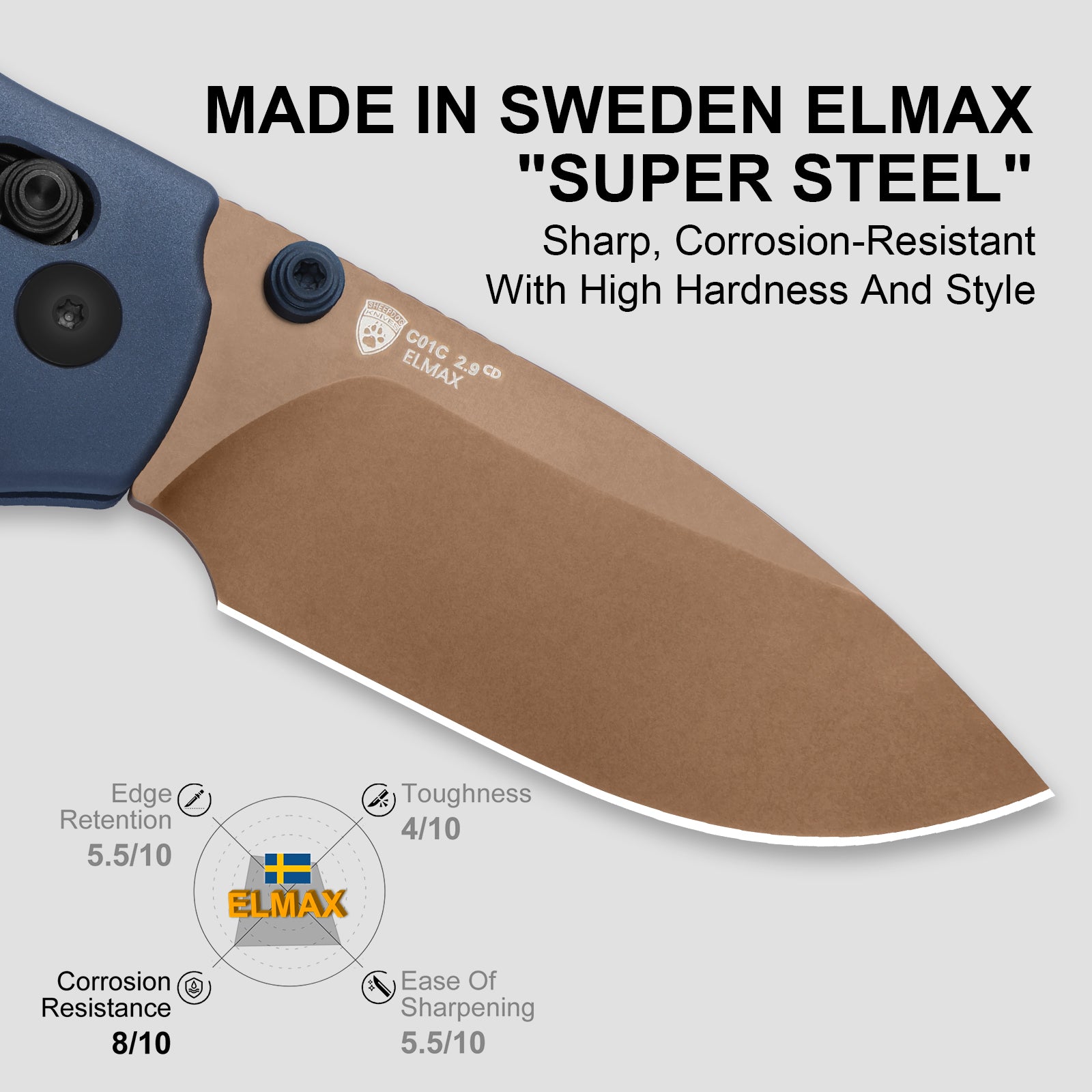 Sheepdog® Knives C01C | Kizer Clutch Lock™ | ELMAX | Aluminum | Sunset Metal PVD | KizerB™ 3488.29CDA1