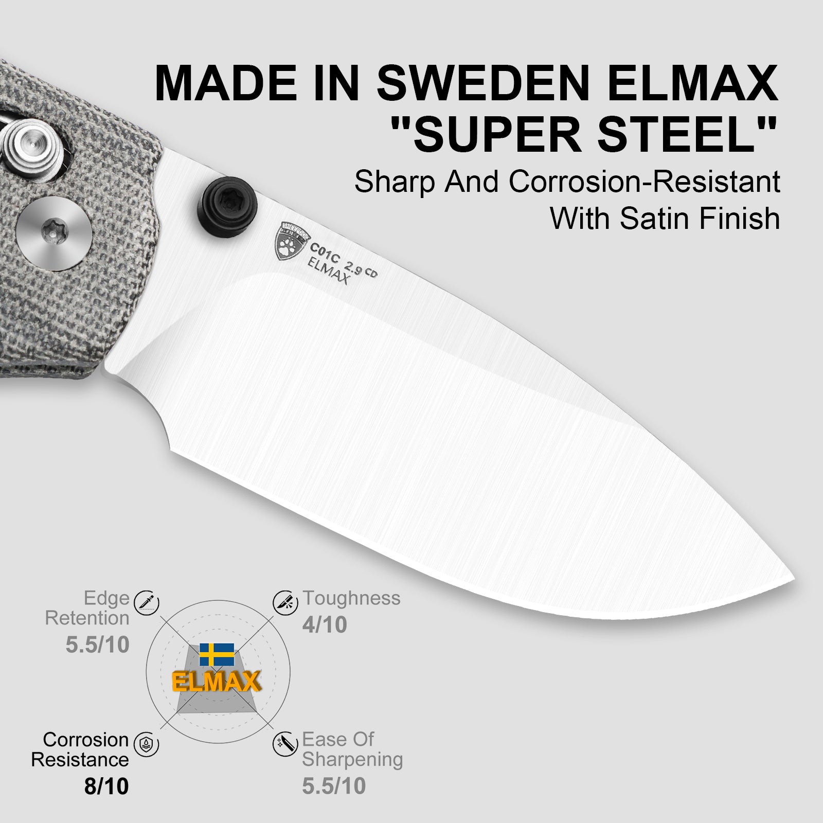 C01C 2.9 CD 2.95 inch ELMAX Norplex UltreX™ Micarta Ki3488.29CDA2