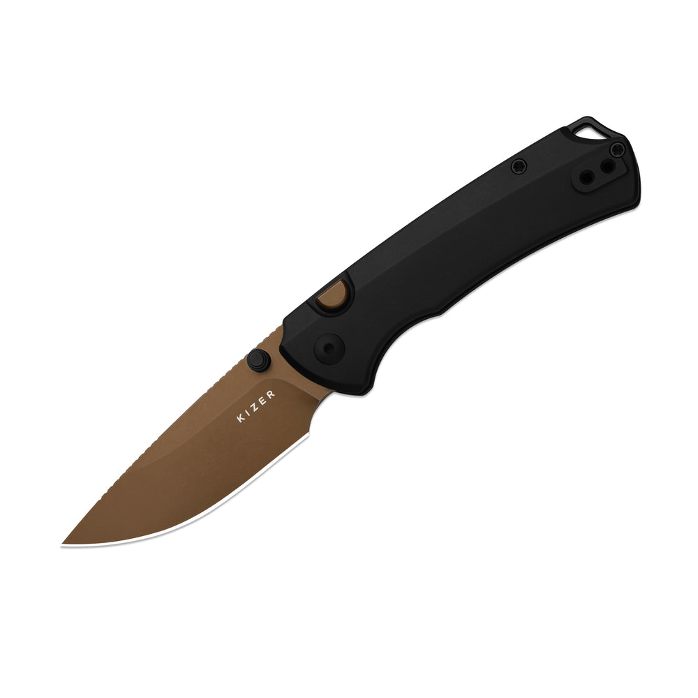 T1 BD | Kizer Button Liner Lock™ | Elmax with DLC | Titanium Handle
