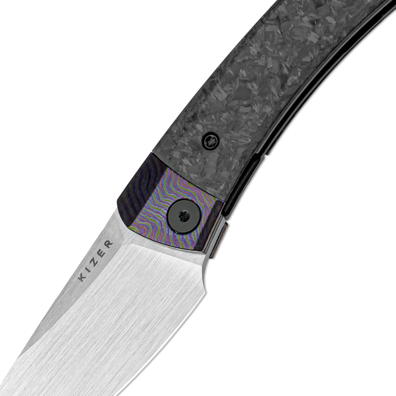 Mini MoMo | M390 | Timascus+Marble Carbon Fiber | KizerB™ 3663A4