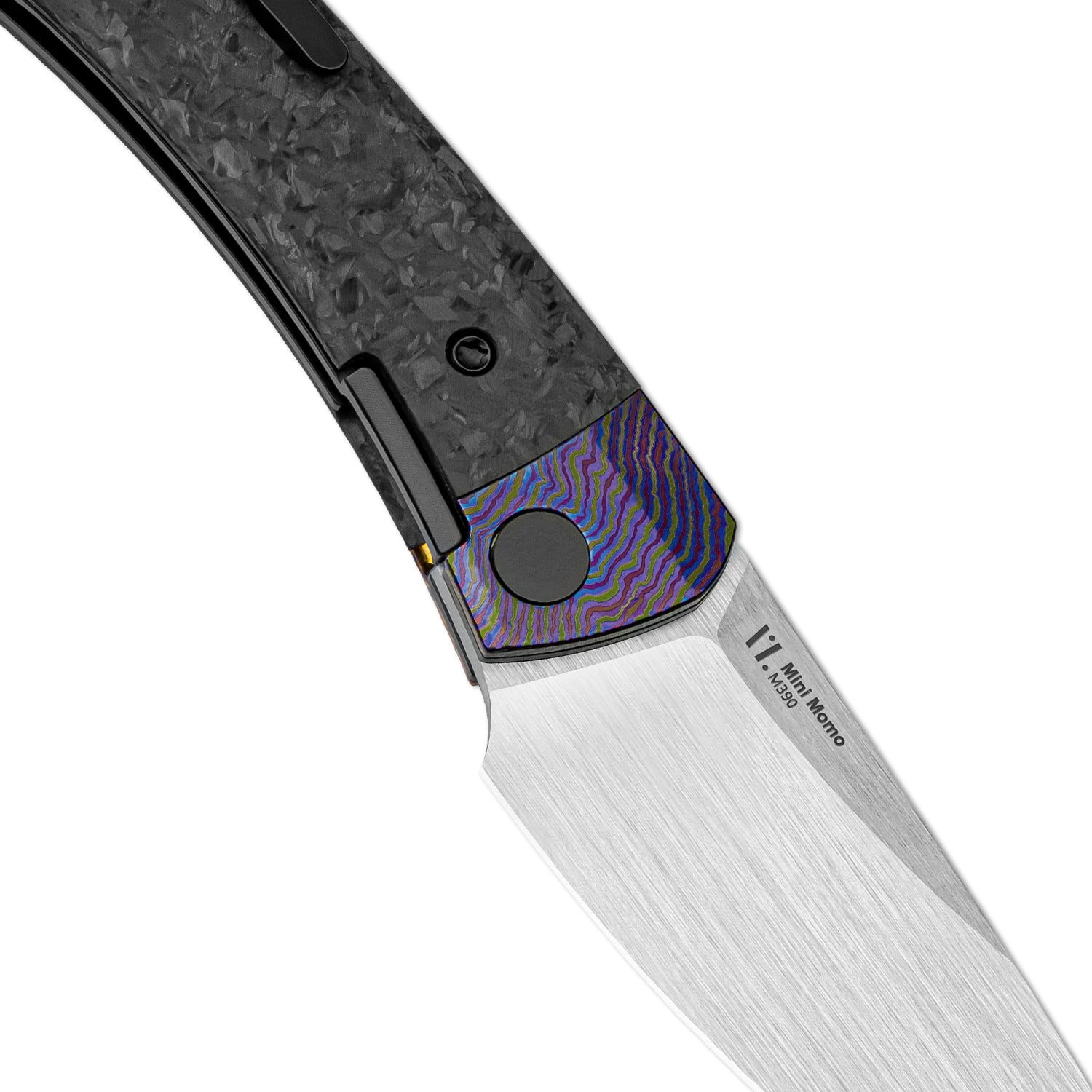 Mini MoMo | M390 | Timascus+Marble Carbon Fiber | KizerB™ 3663A4