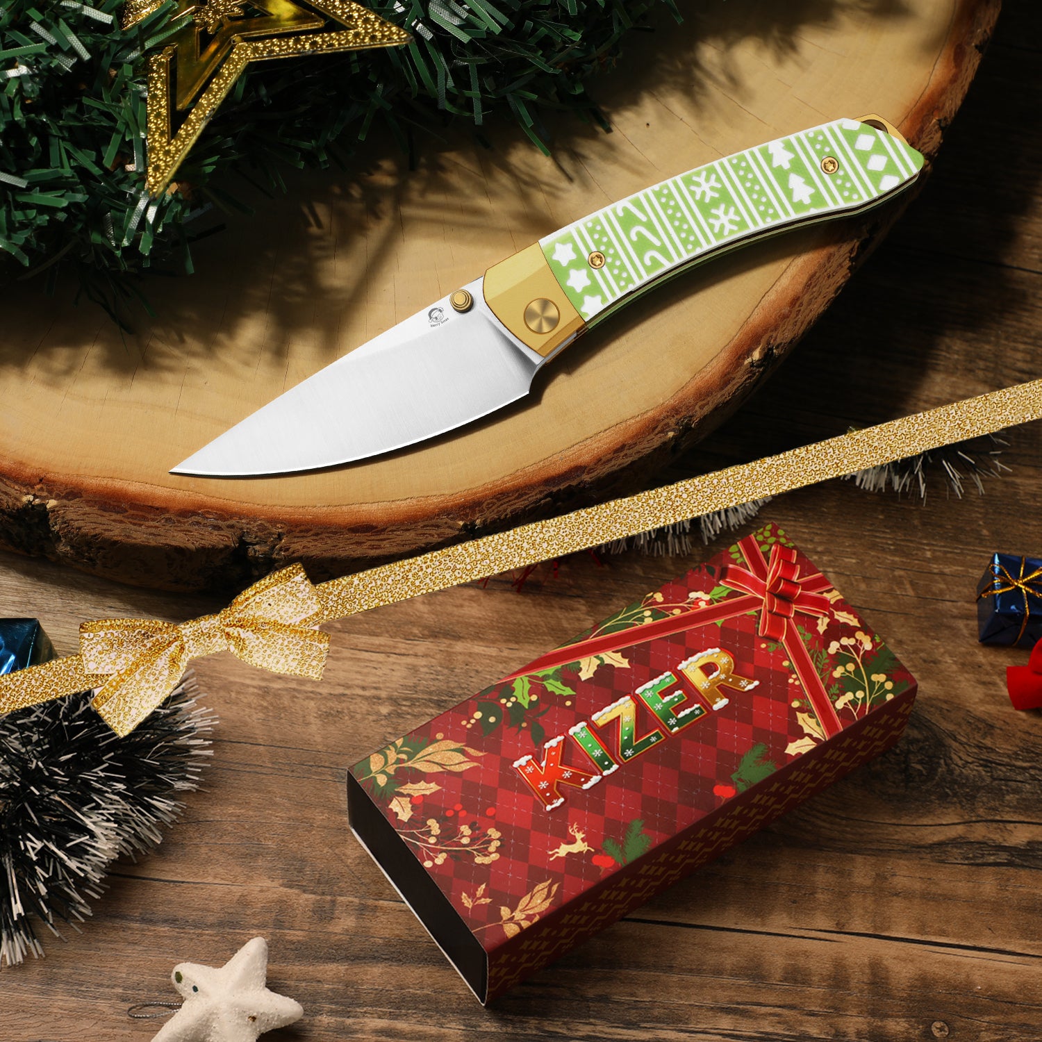 Christmas Mini MoMo 4.15 inch S45VN Aluminum & G10 Ki3663MC1