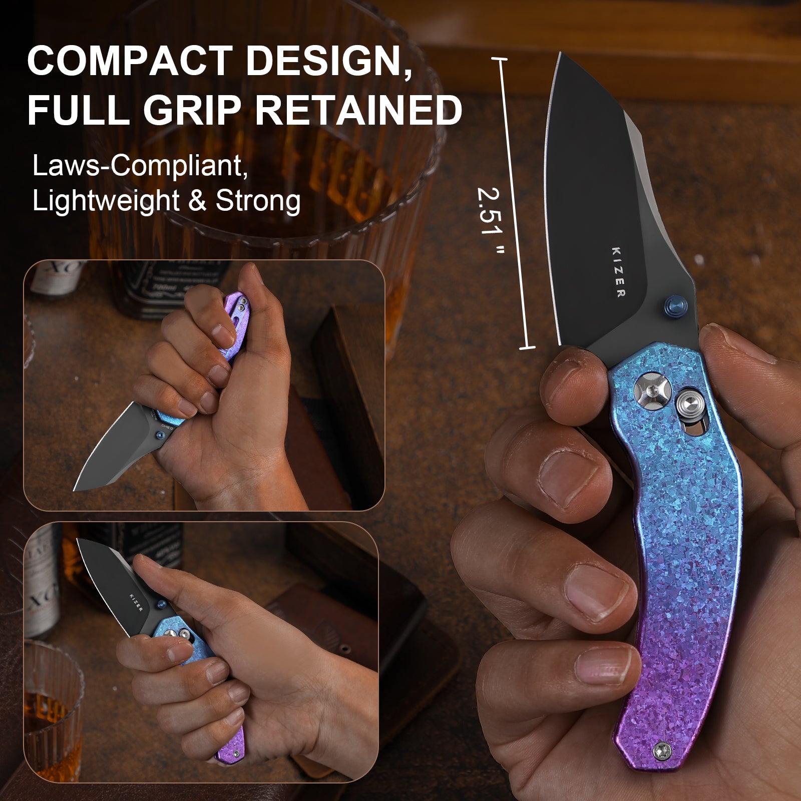 Mini Bulldog | S45VN | Titanium & Crystallized Titanium | Ki3672SA1