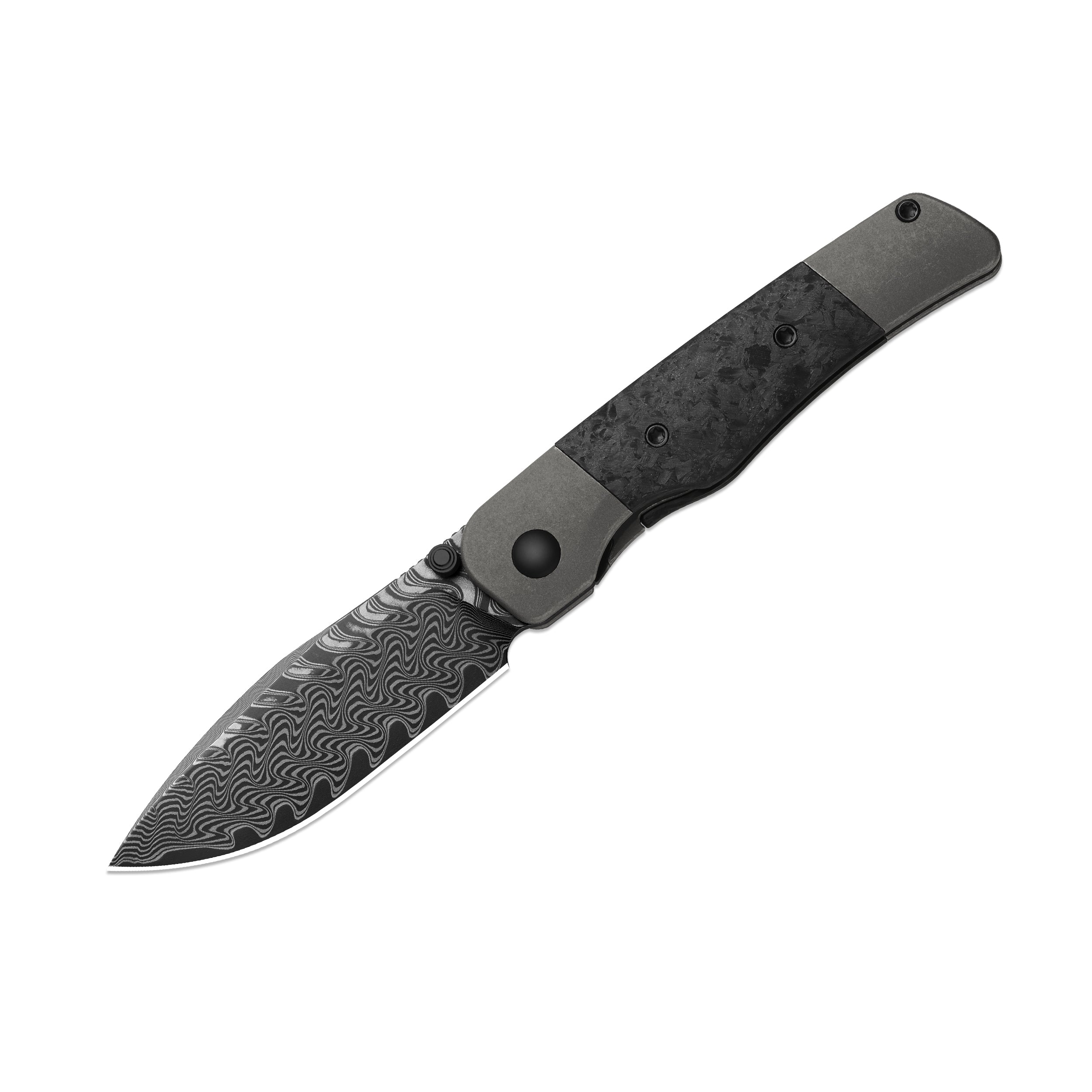 Coywolf | Damascus | Titanium & Carbon Fiber | Frame Lock | KizerB™ 36