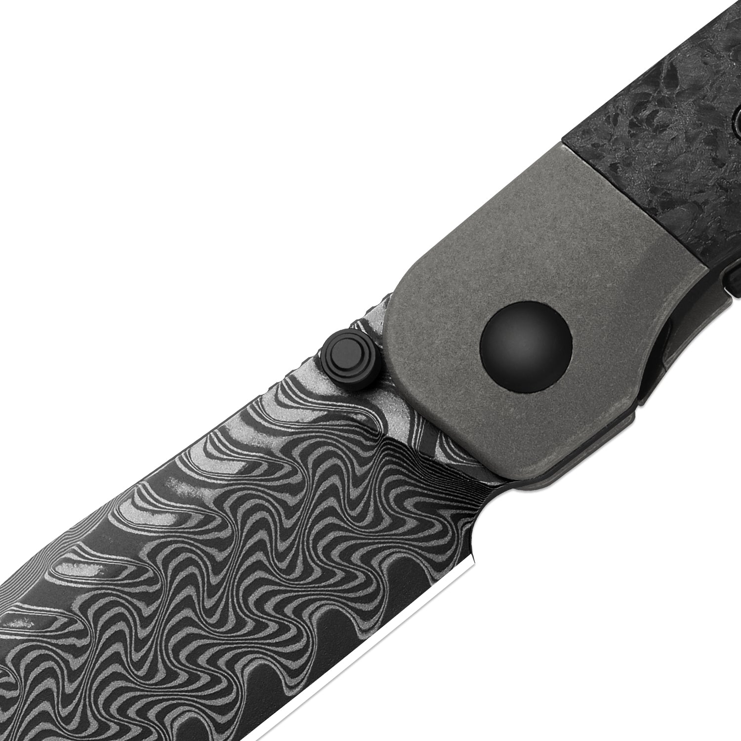 Coywolf | Damascus | Titanium & Carbon Fiber | Frame Lock | KizerB™ 36