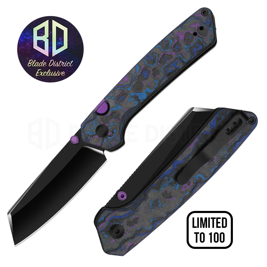 Kizer Madrac Button Liner Lock Damtanium Camo Carbon Mirror DLC S45VN BLADE DISTRICT EXCLUSIVE