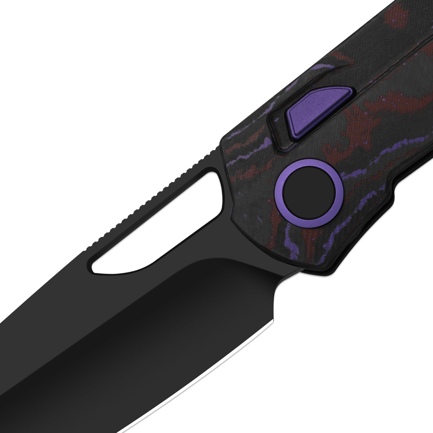 Mash | Kizer Button Liner Lock™ | M390 + Matte DLC Ultra + Hollow Grind | FatCarbon Purple Haze | KizerB™ 3699BSA2