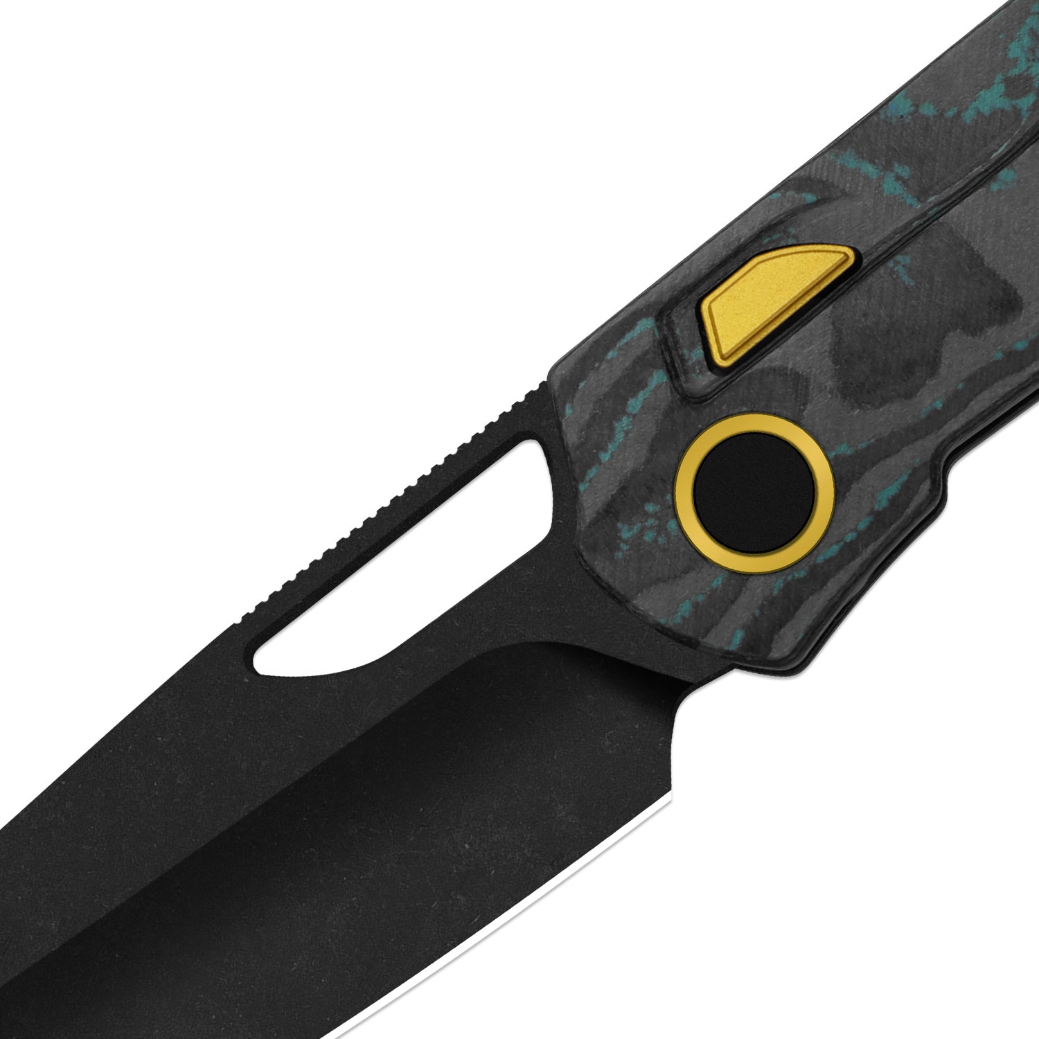 Mash | Kizer Button Liner Lock™ | M390 + PVD Coating & Stonewashed + Hollow Grind | CamoCarbon Shipwreck | KizerB™ 3699BSA3