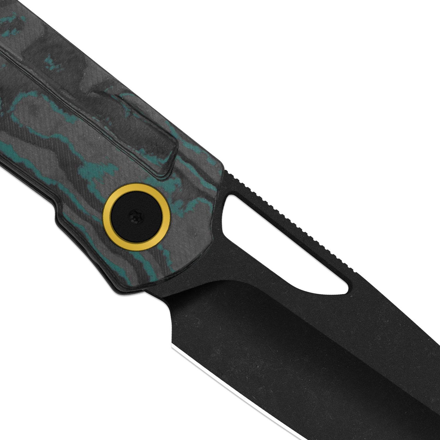 Mash | Kizer Button Liner Lock™ | M390 + PVD Coating & Stonewashed + Hollow Grind | CamoCarbon Shipwreck | KizerB™ 3699BSA3