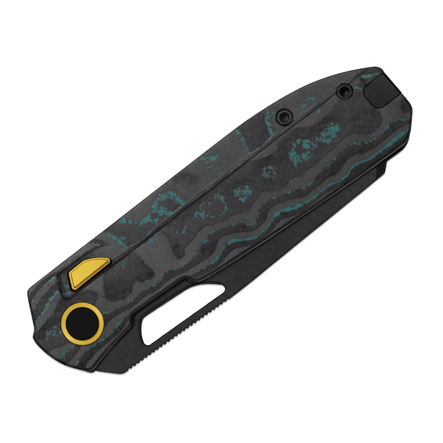 Mash | Kizer Button Liner Lock™ | M390 + PVD Coating & Stonewashed + Hollow Grind | CamoCarbon Shipwreck | KizerB™ 3699BSA3