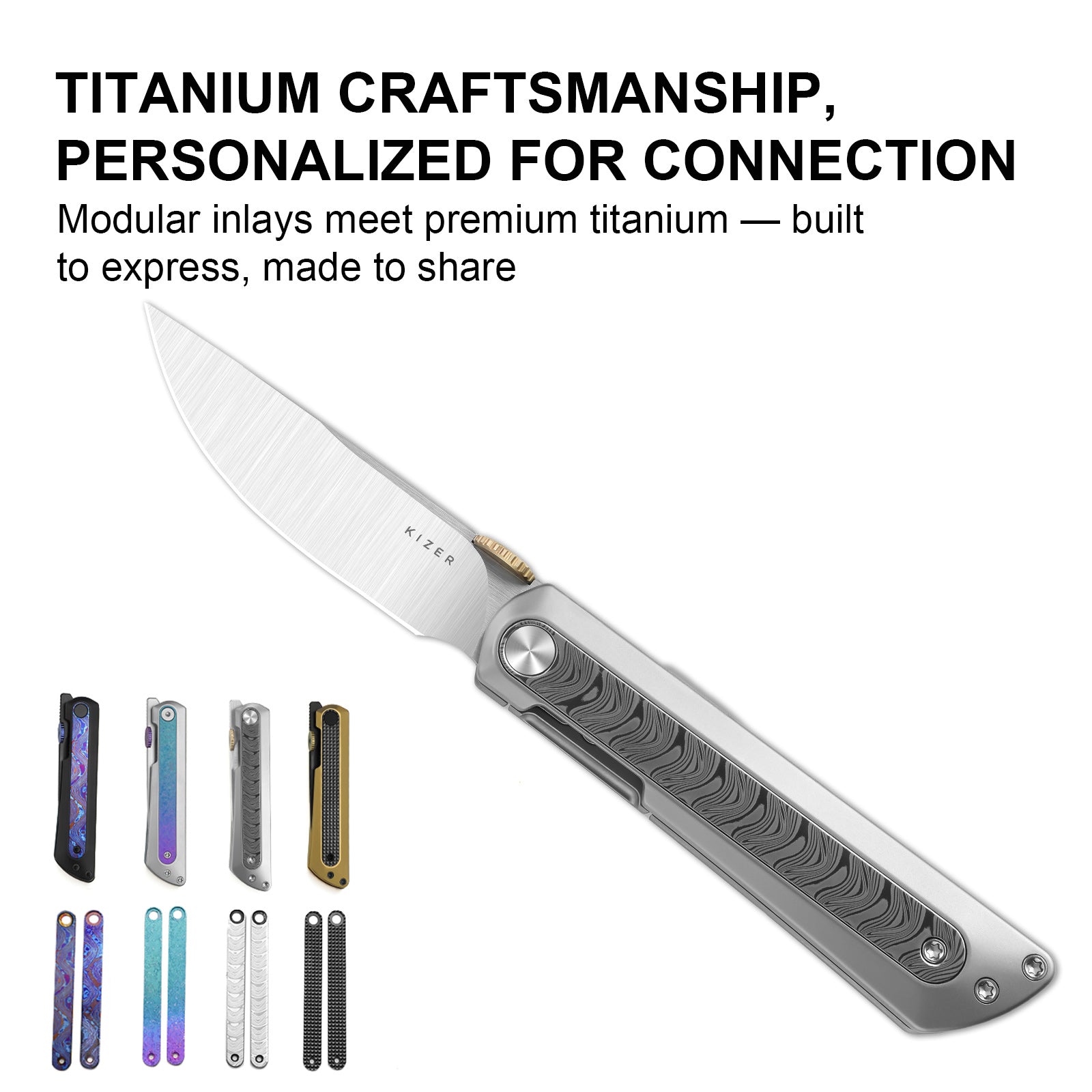 Quoll | S45VN | Titanium & Rainbow Damascus | Satin Brushed | Ki3733A1